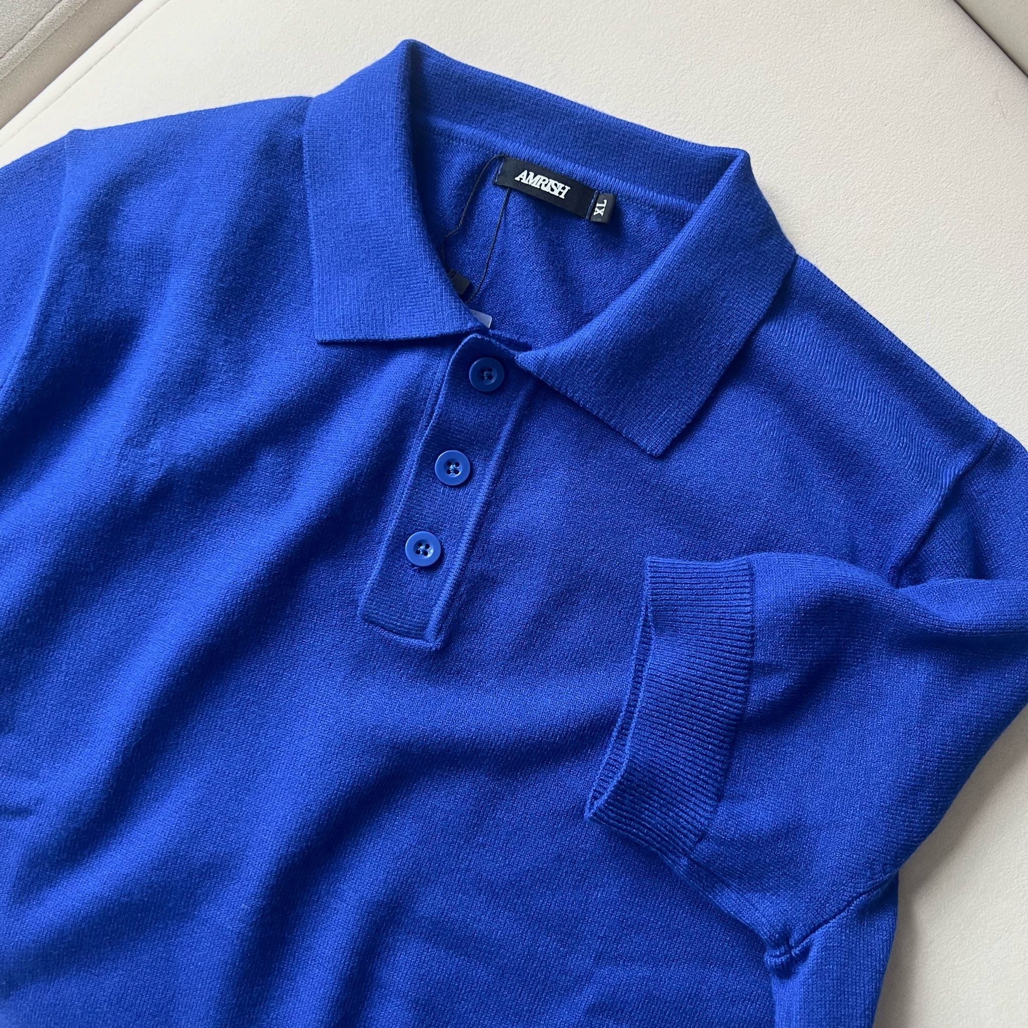 Blank Knit Polo Shirt - Royal Blue