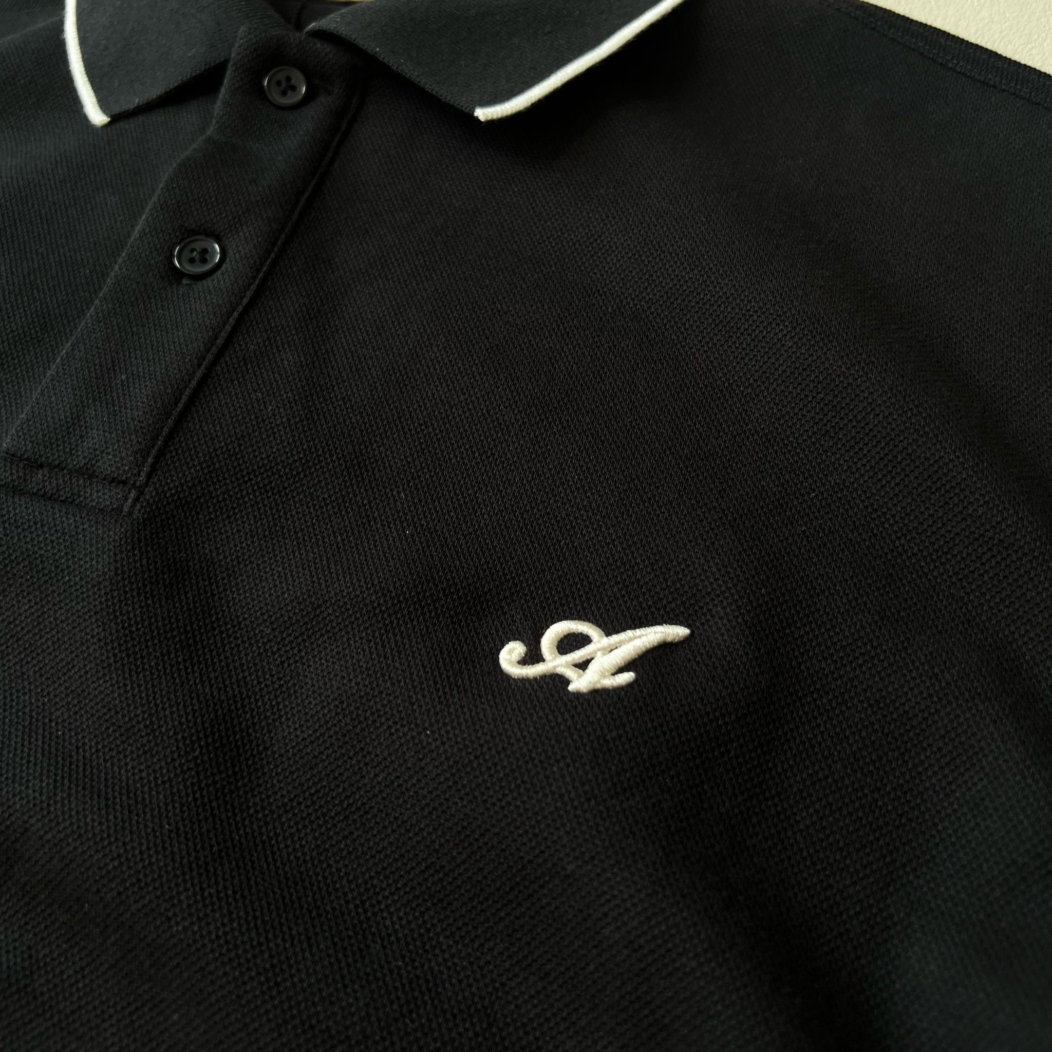 Interlock Striped Polo Shirt - Black