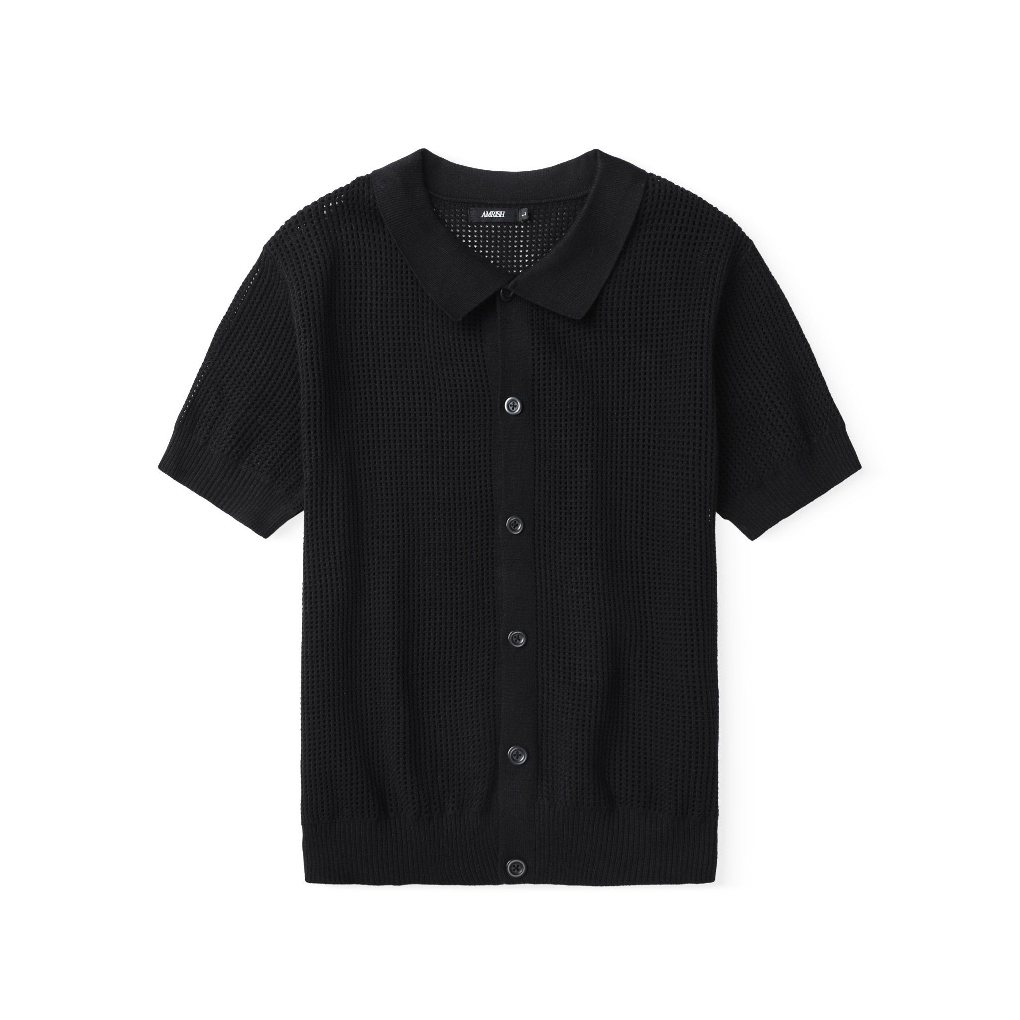 HOLES WOOL KNIT SHIRT - Black