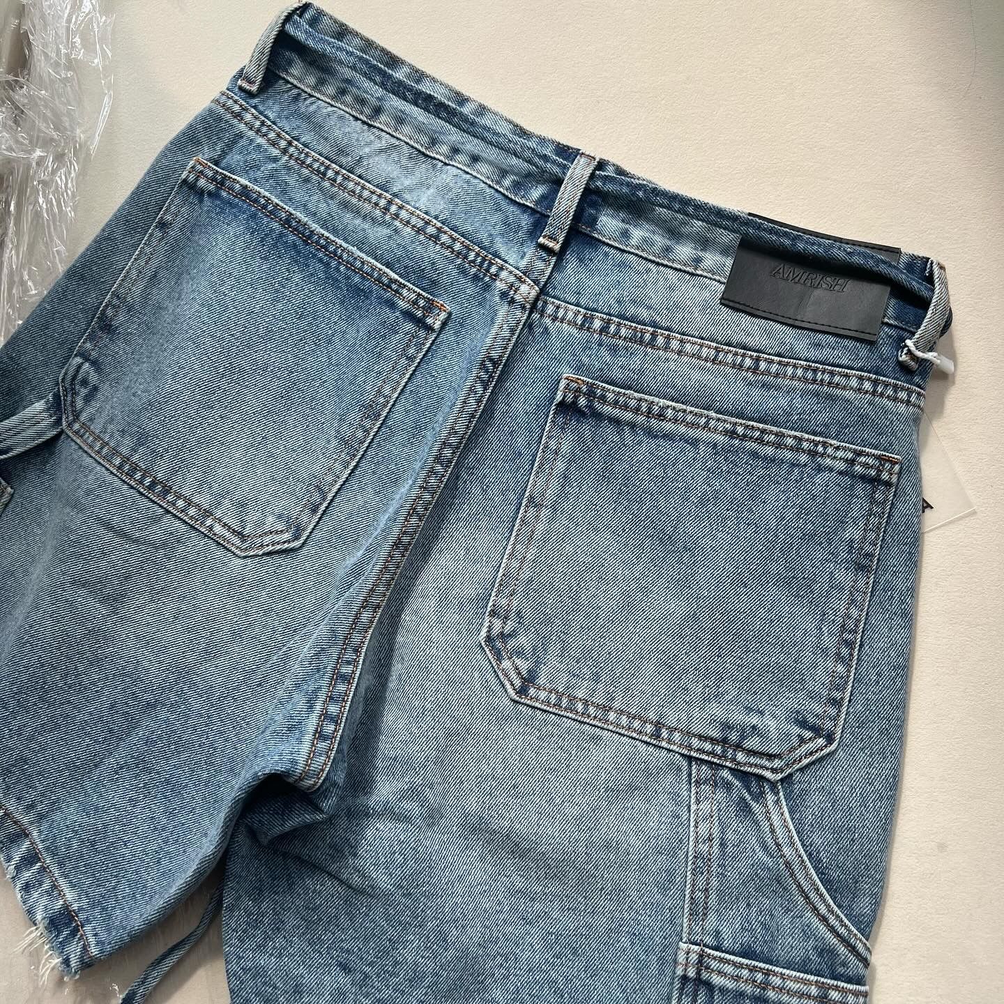 Carpenter Wide Leg Denim Shorts - Salt Blue
