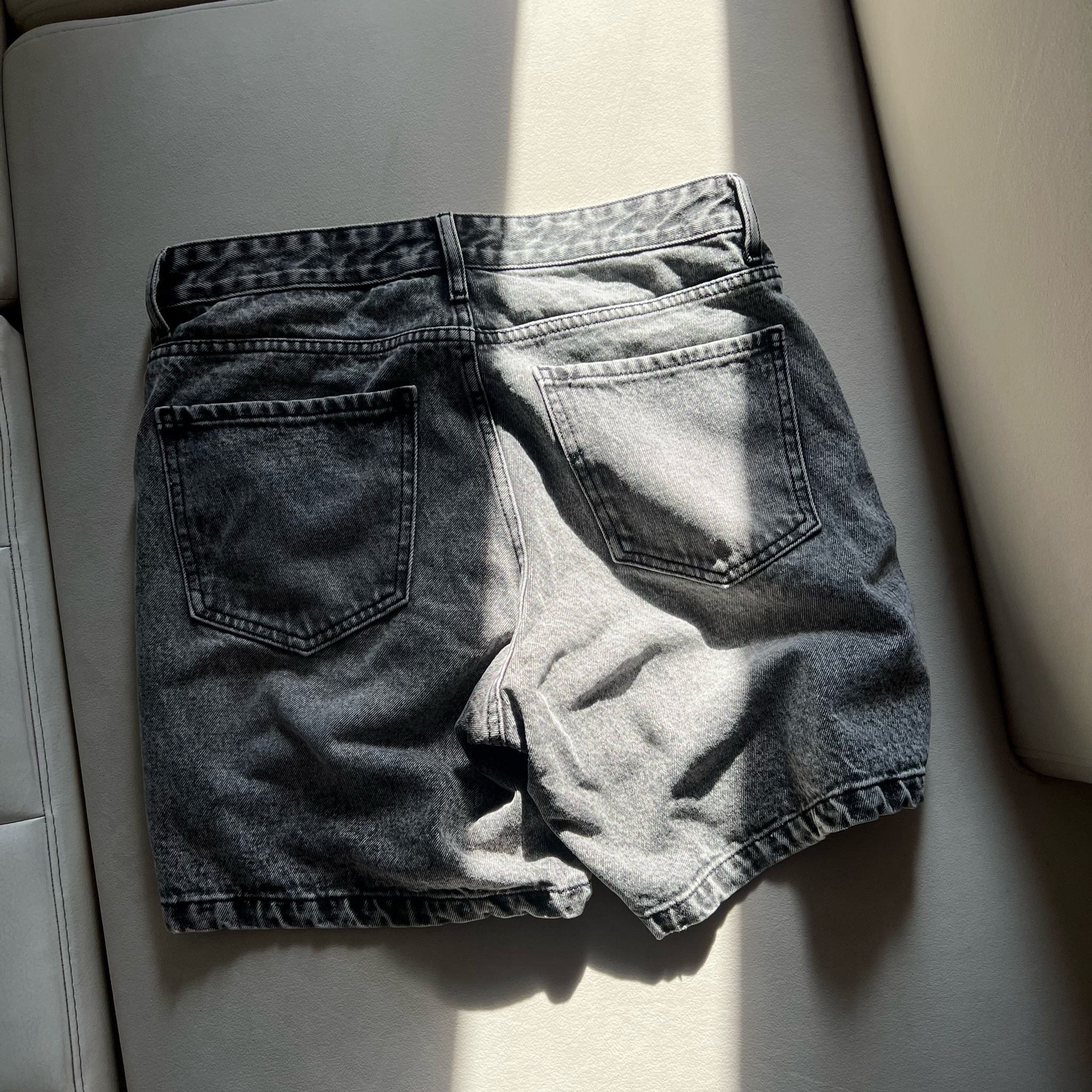 Wide Leg Denim Shorts - Pepper Grey