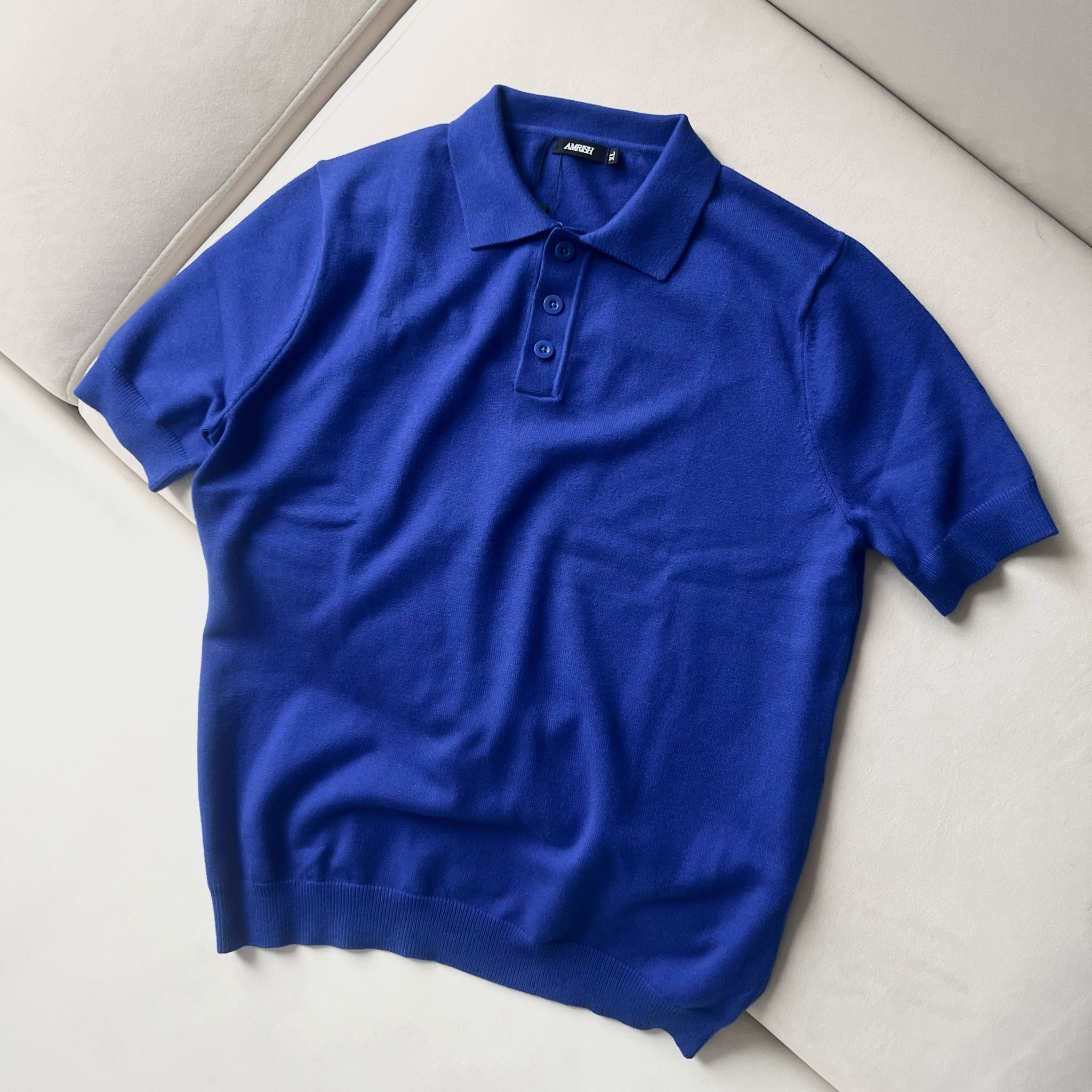 Blank Knit Polo Shirt - Royal Blue