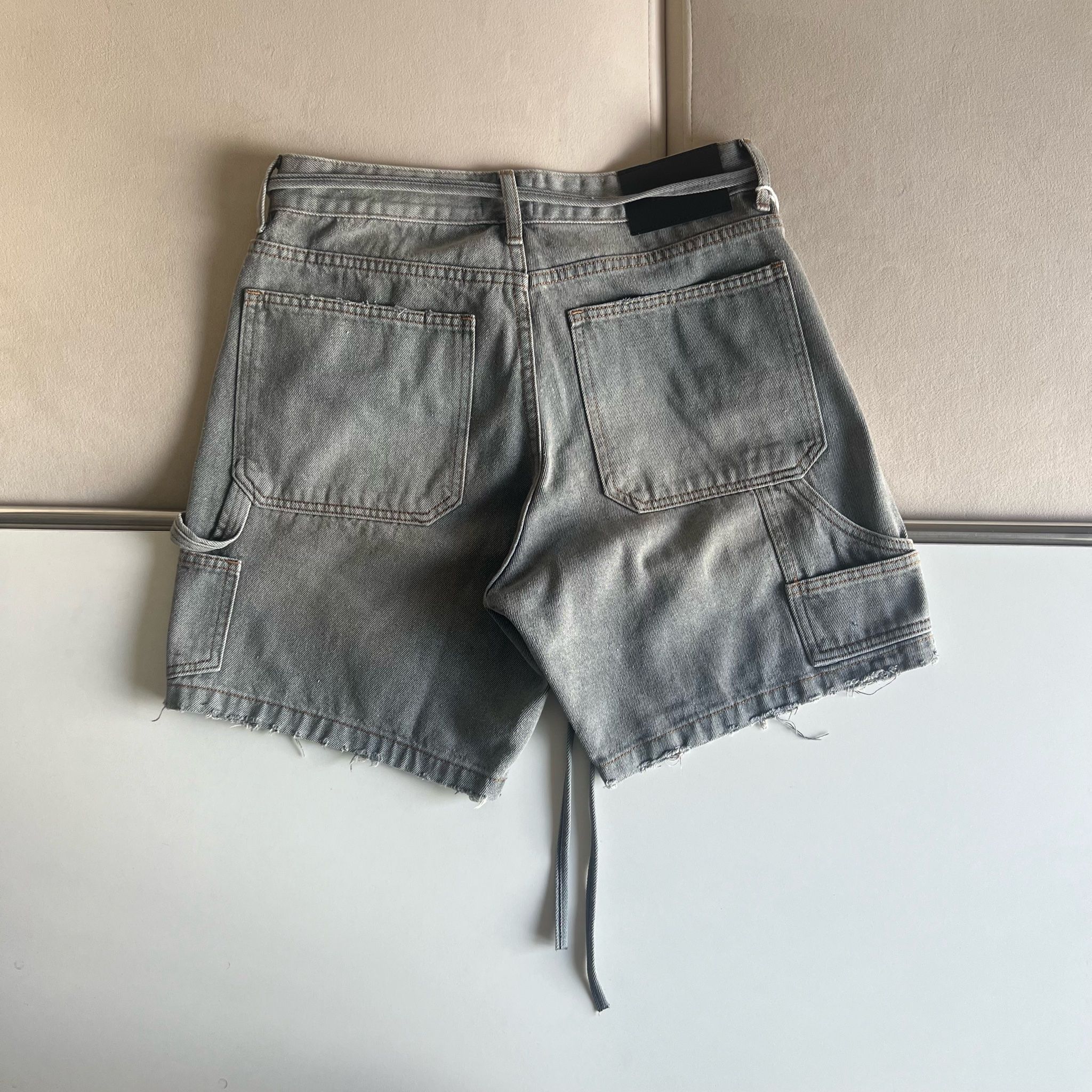 Carpenter Wide Leg Denim Shorts - Moss Grey
