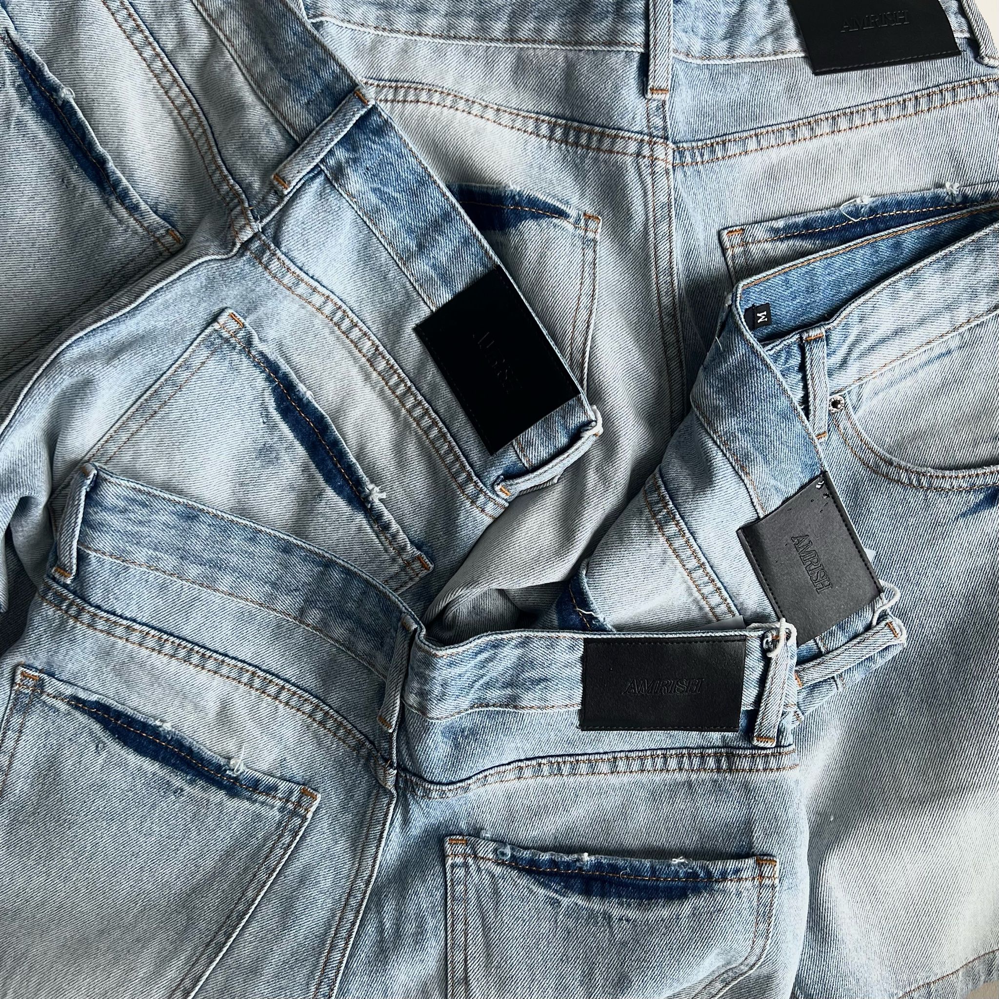 Wide Leg Denim Shorts - Light Blue