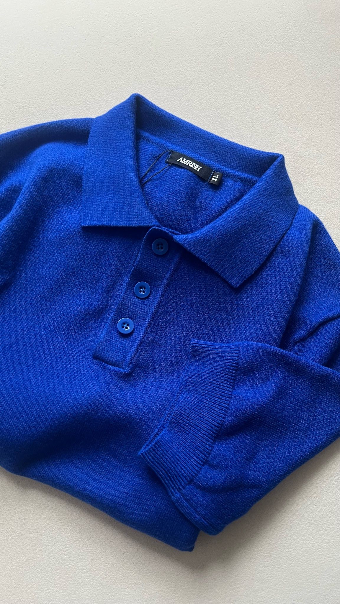 Blank Knit Polo Shirt - Royal Blue