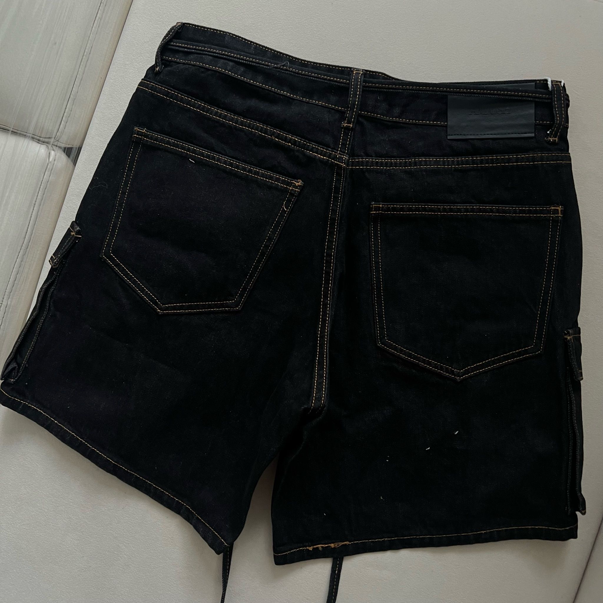 Cargo Wide Leg Denim Shorts - Indigo Black