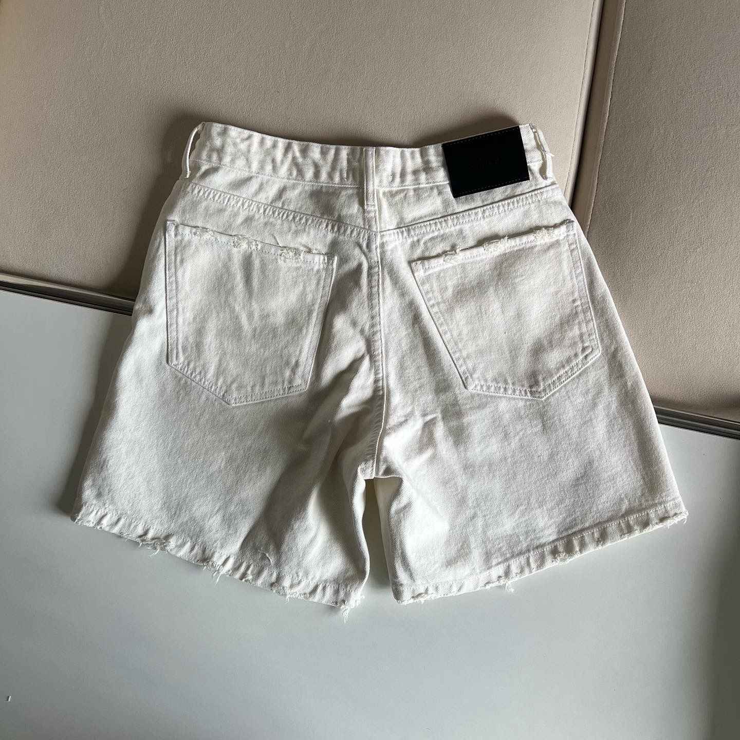 Wide Leg Denim Shorts - Off White
