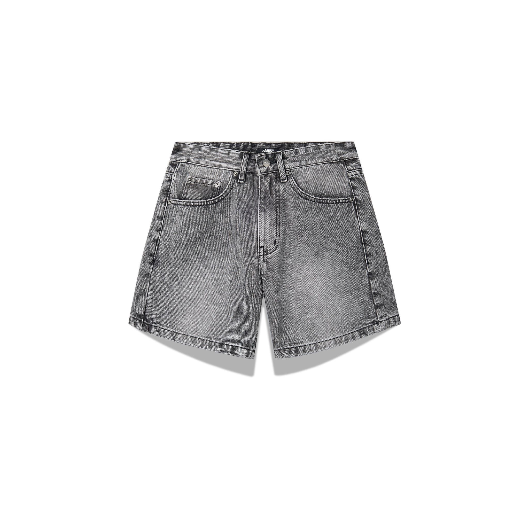 Wide Leg Denim Shorts - Pepper Grey