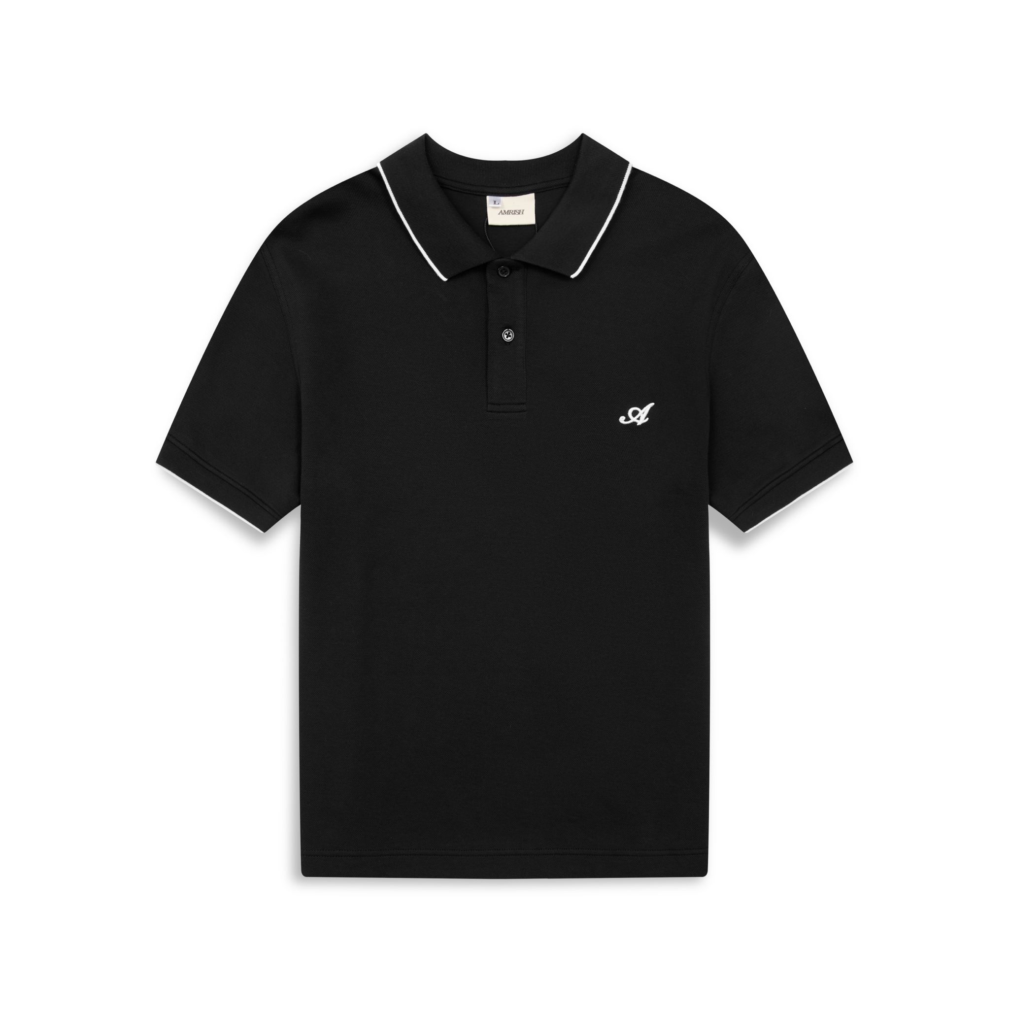 Interlock Striped Polo Shirt - Black