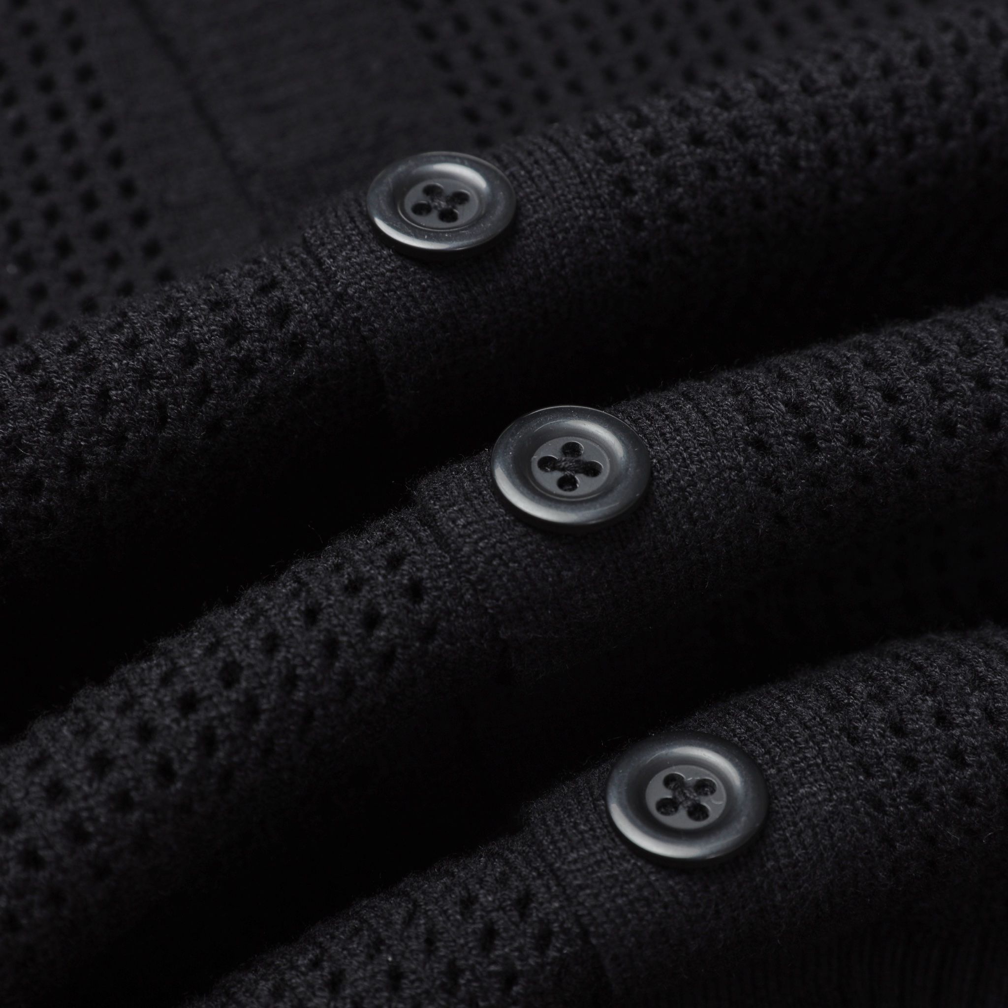 HOLES WOOL KNIT SHIRT - Black