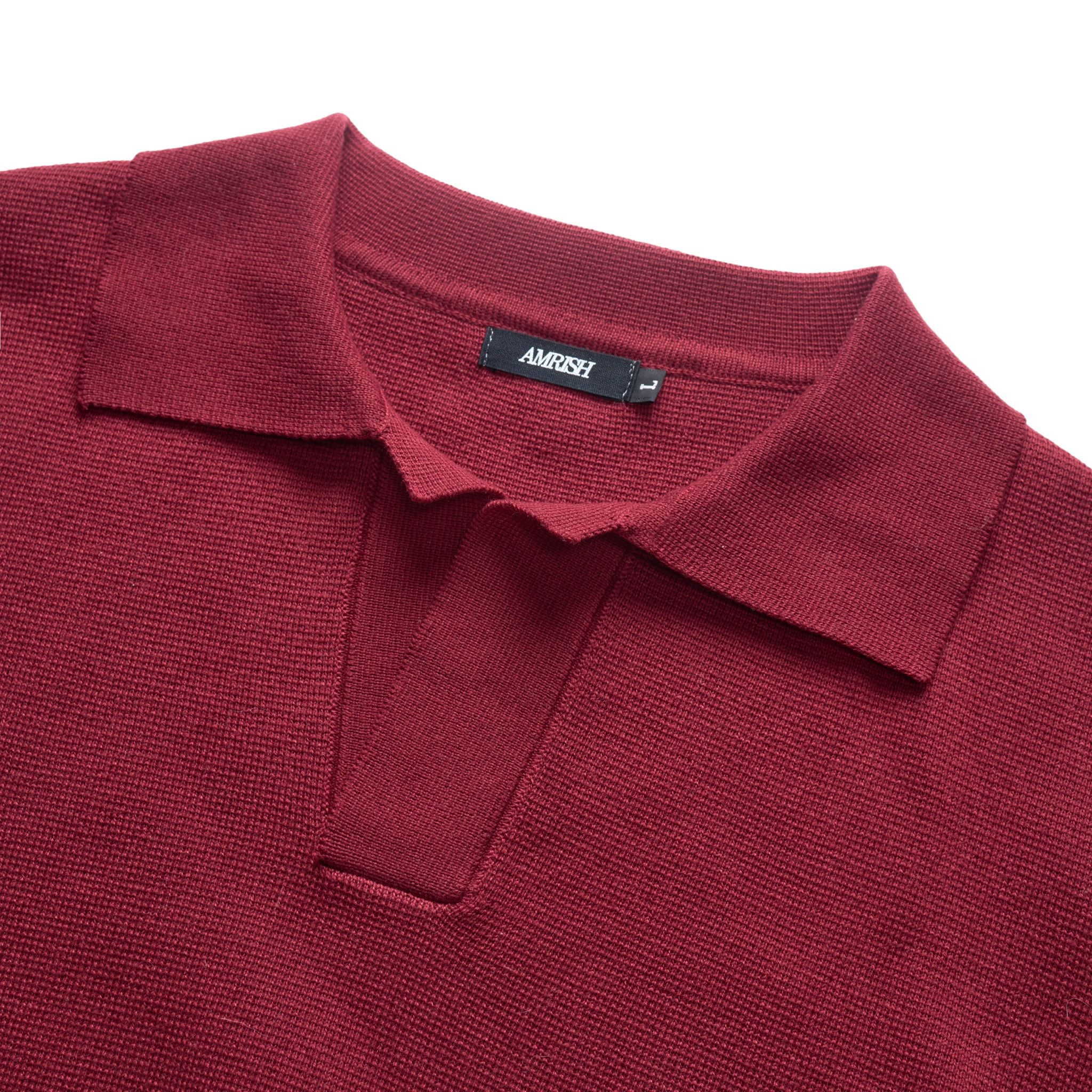 AB WOOL KNIT POLO SHIRT - Red