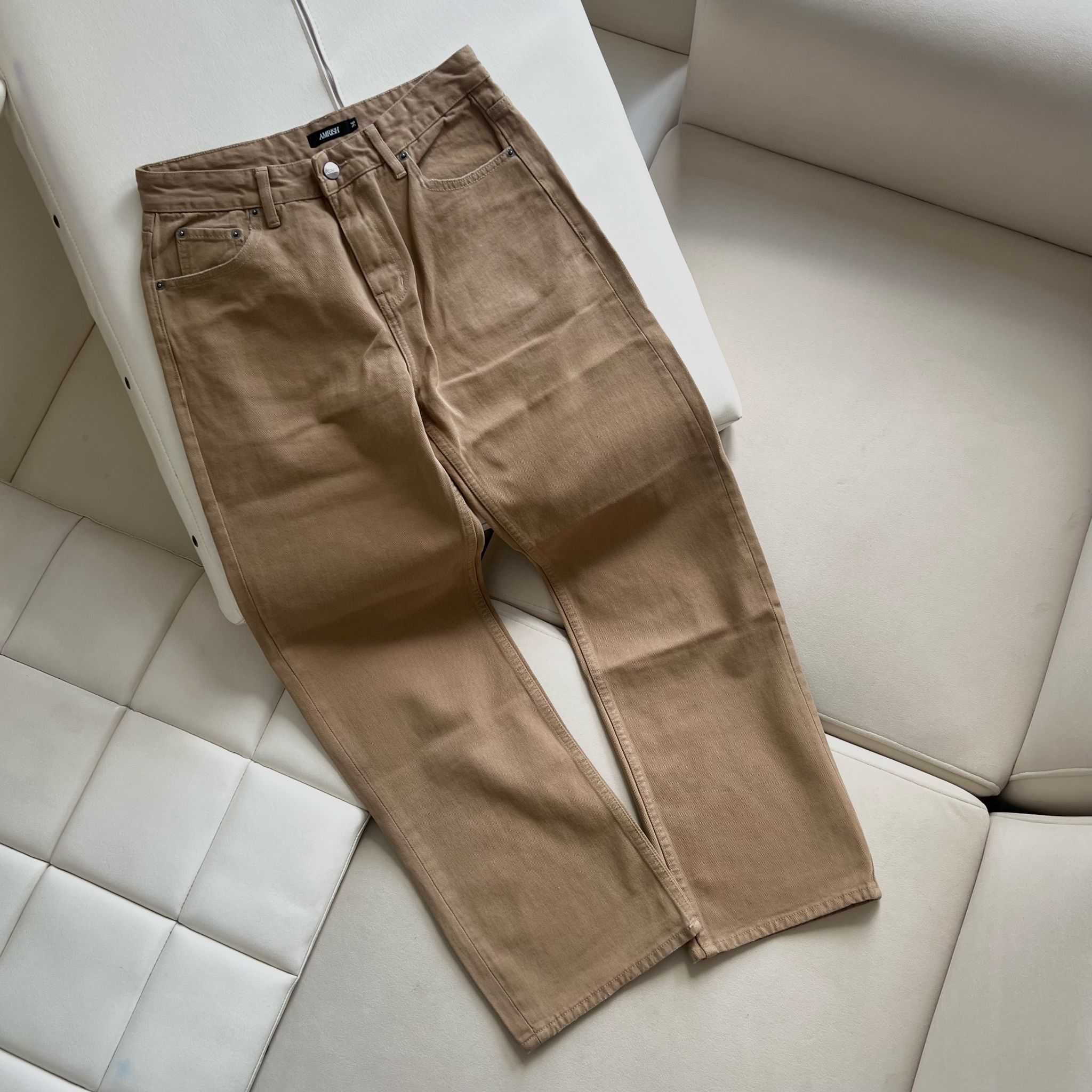 Straight Denim Baggy Jeans - Brown