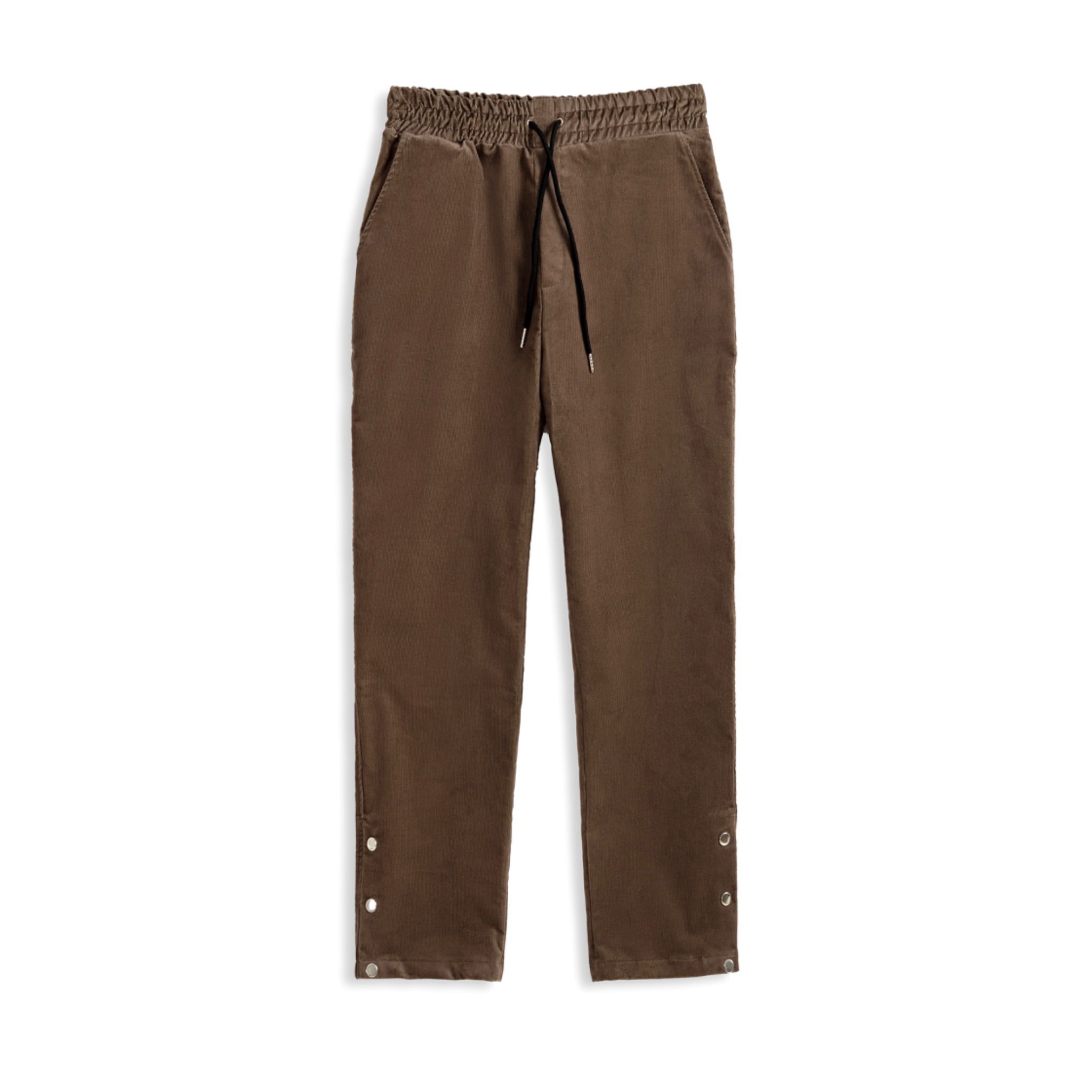 Snap Button Coduroy Pants - Brown