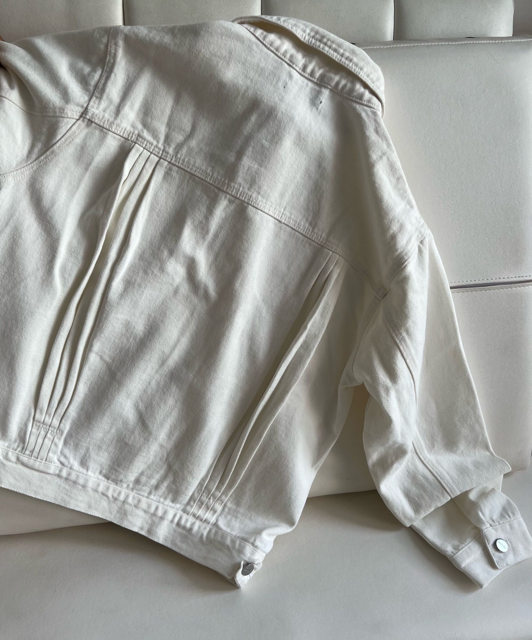 Pleated Denim Jacket - Off White