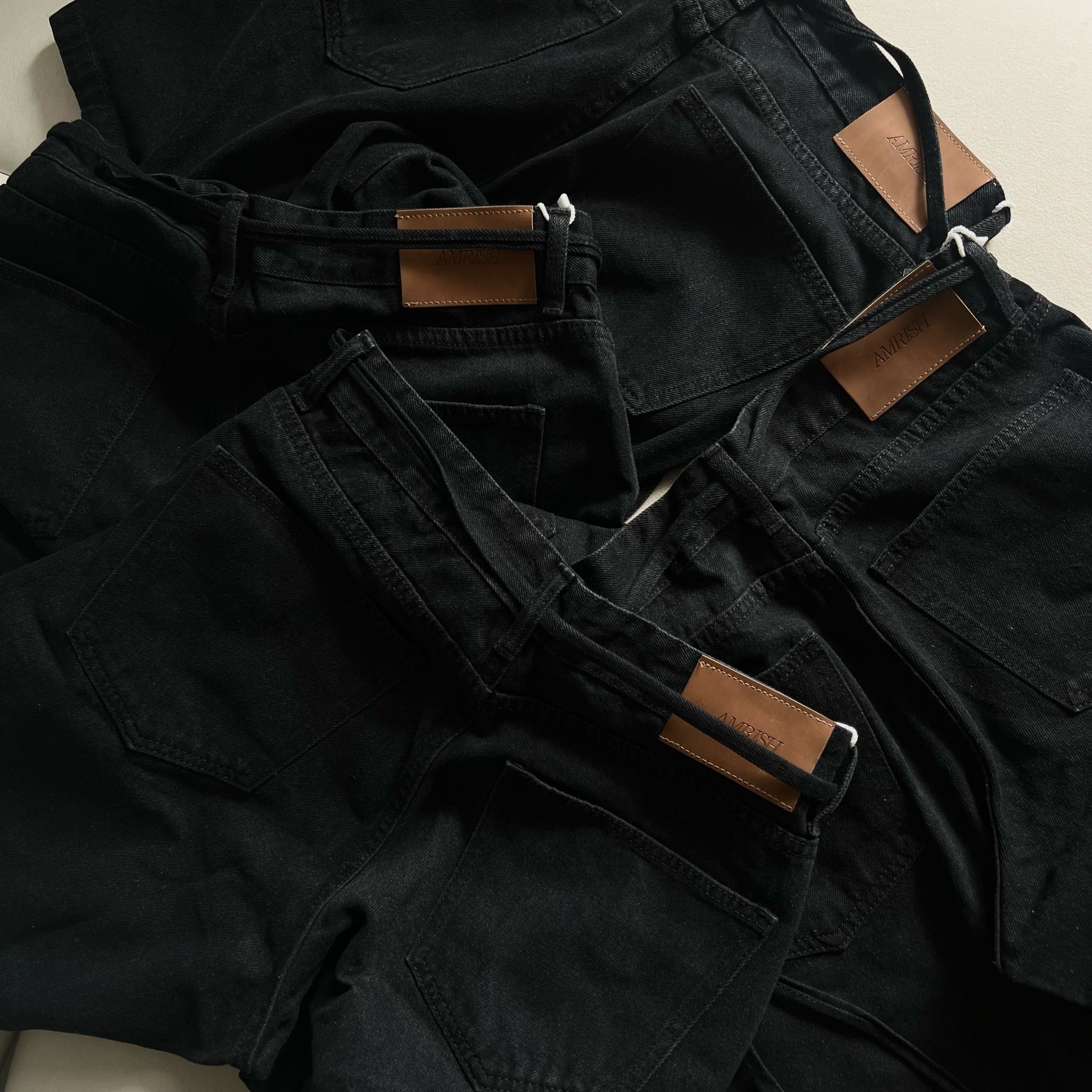 Snap Button Wide Leg Denim Shorts - Black