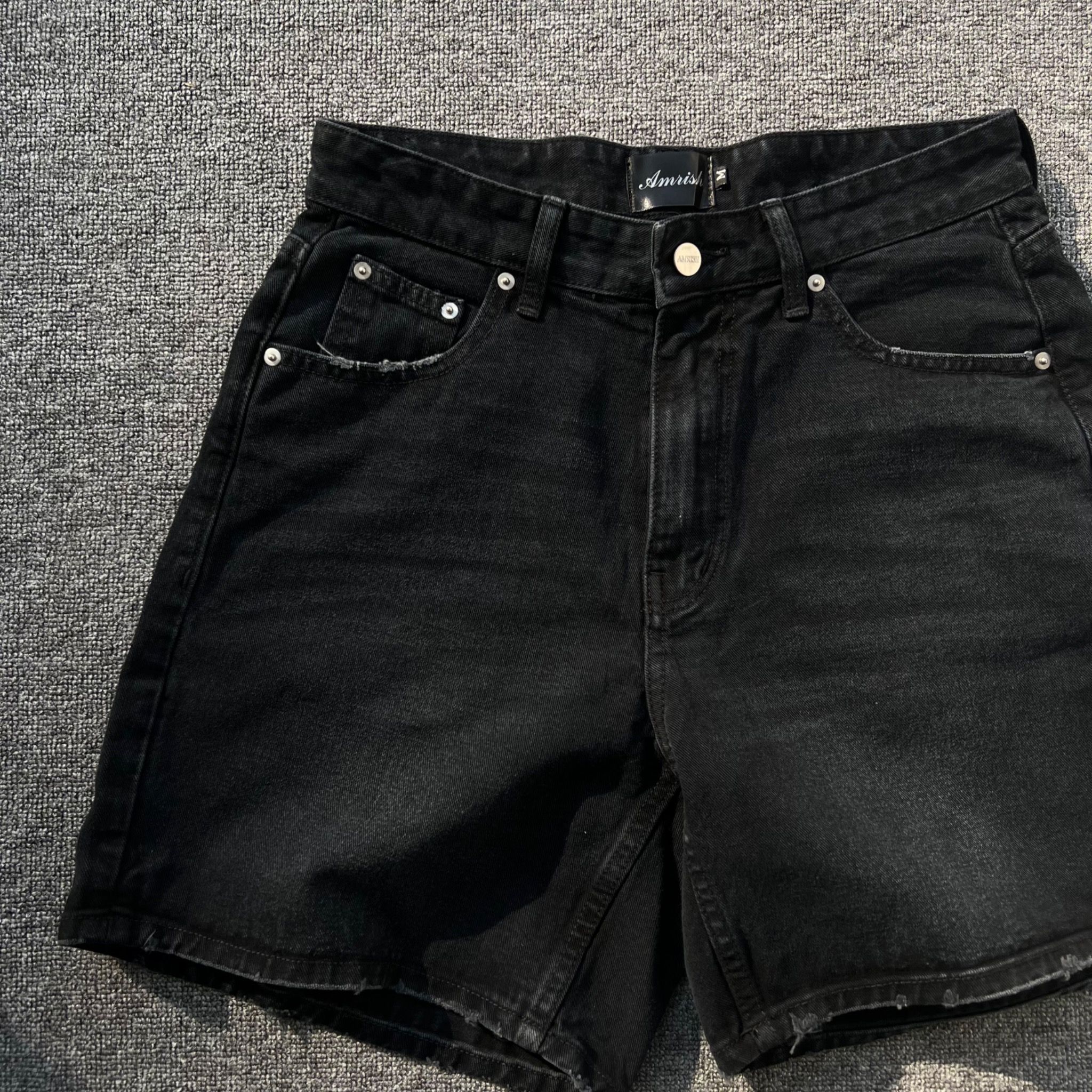 Wide Leg Denim Shorts - Core Black
