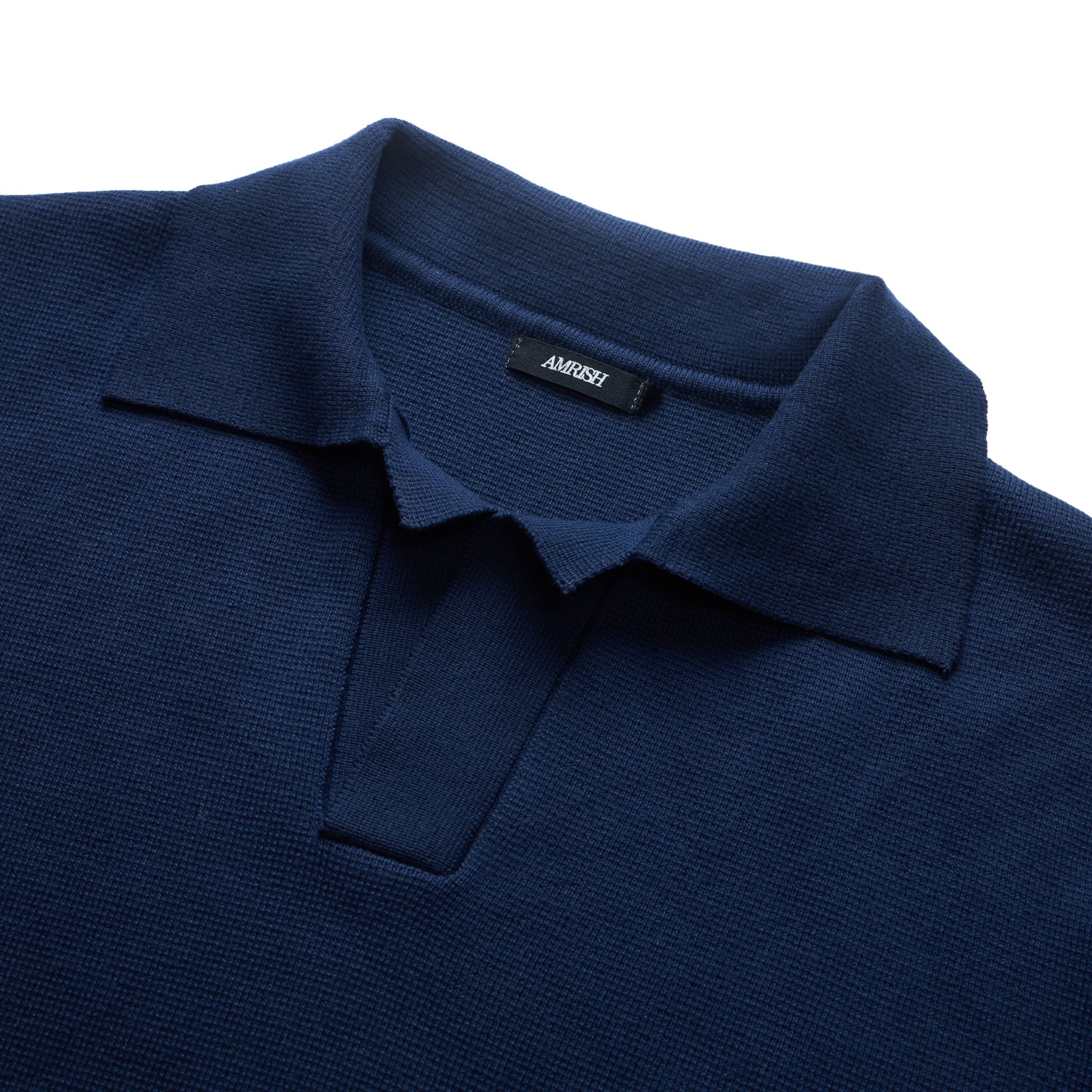 AB WOOL KNIT POLO SHIRT - Navy