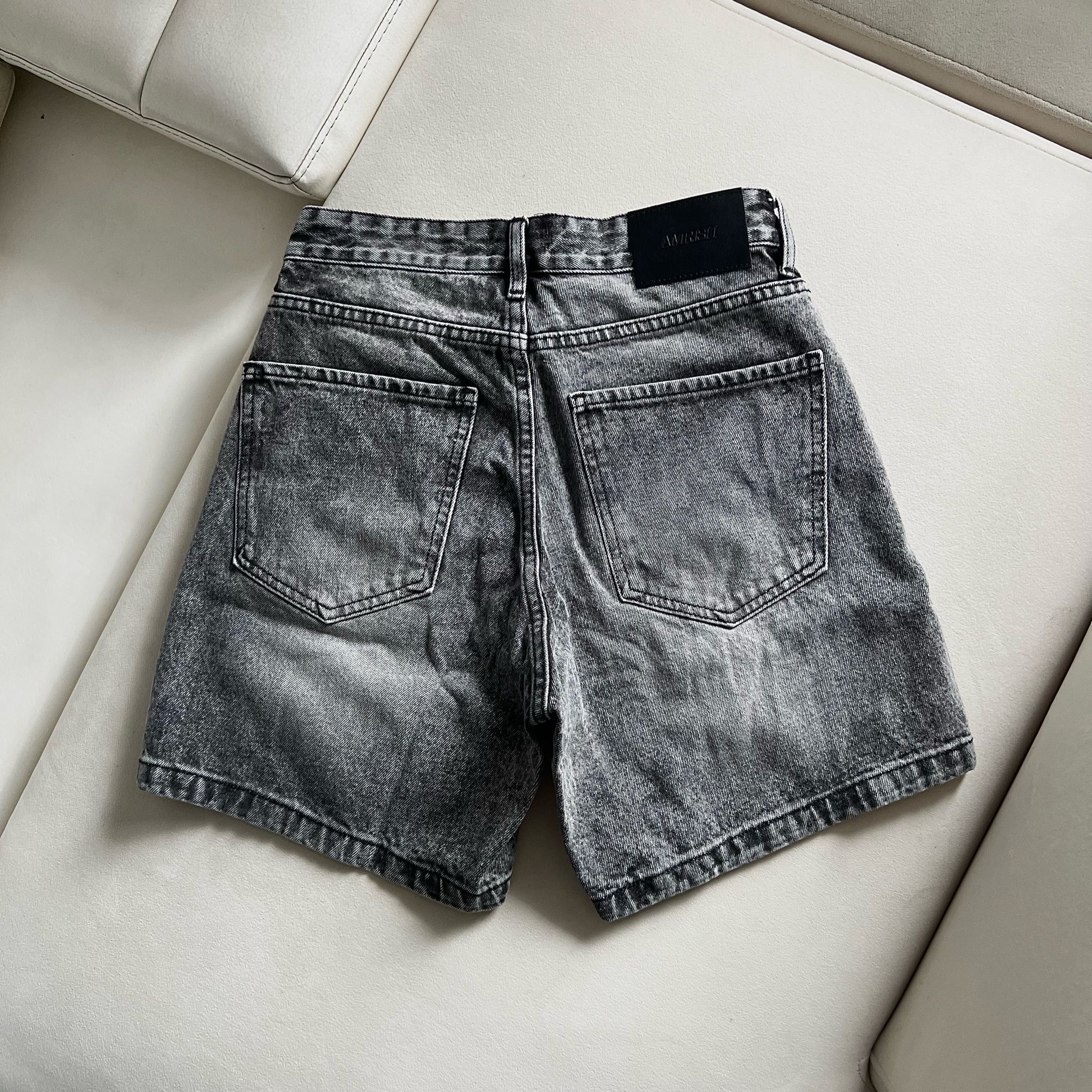 Wide Leg Denim Shorts - Pepper Grey