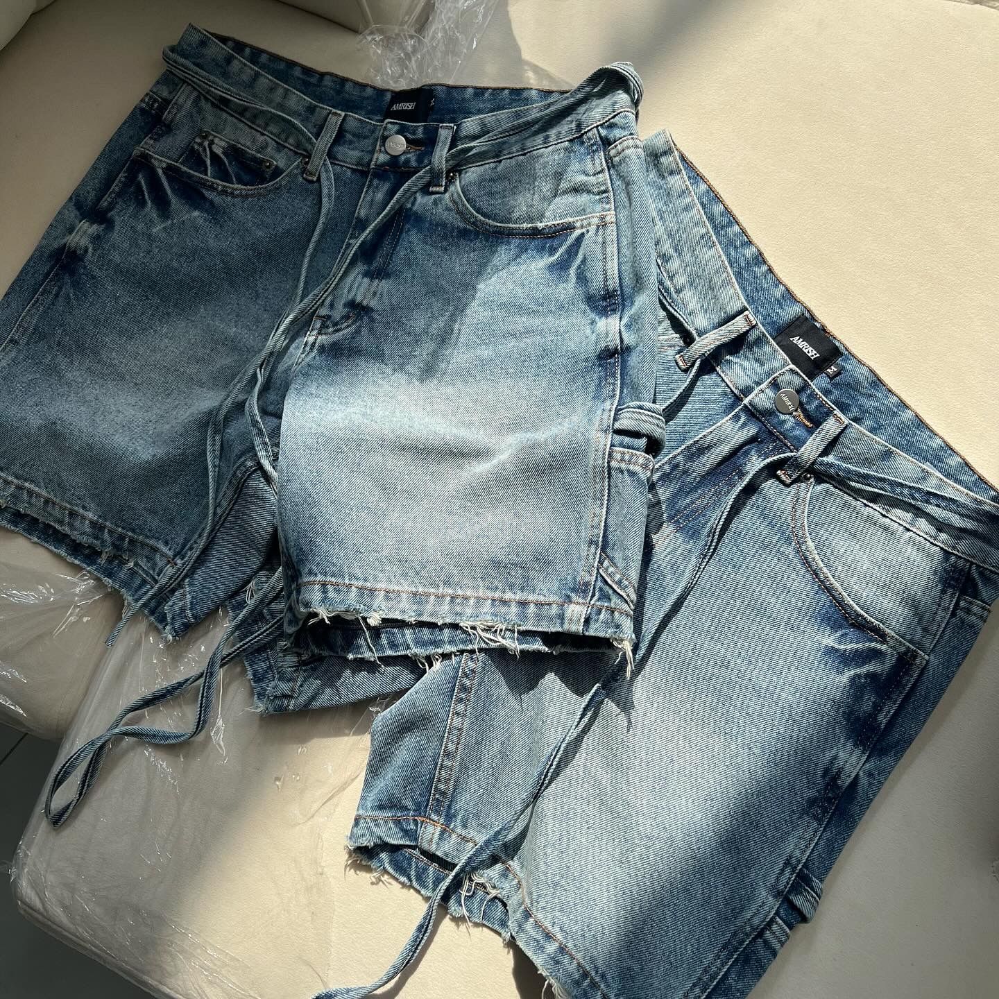 Carpenter Wide Leg Denim Shorts - Salt Blue