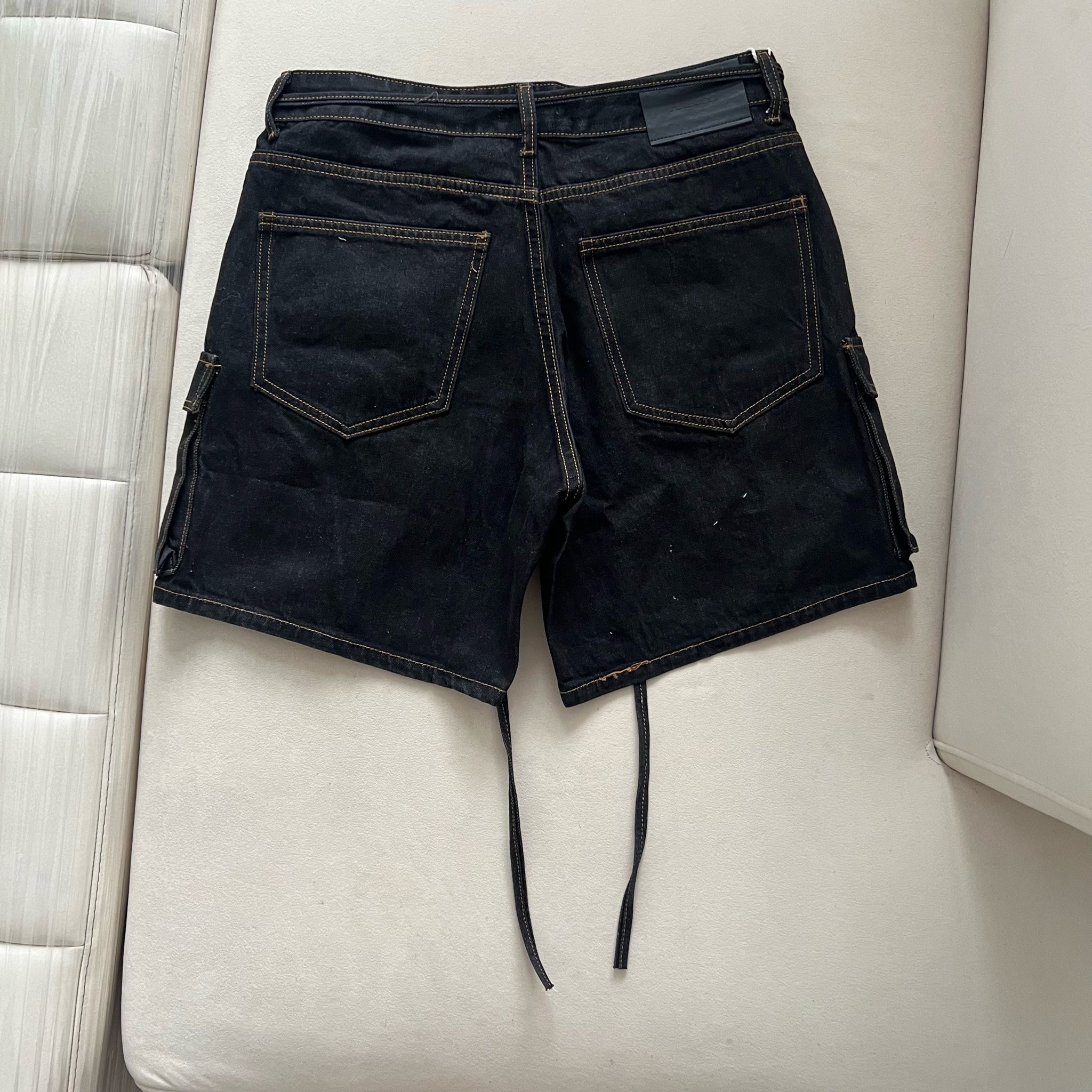 Cargo Wide Leg Denim Shorts - Indigo Black
