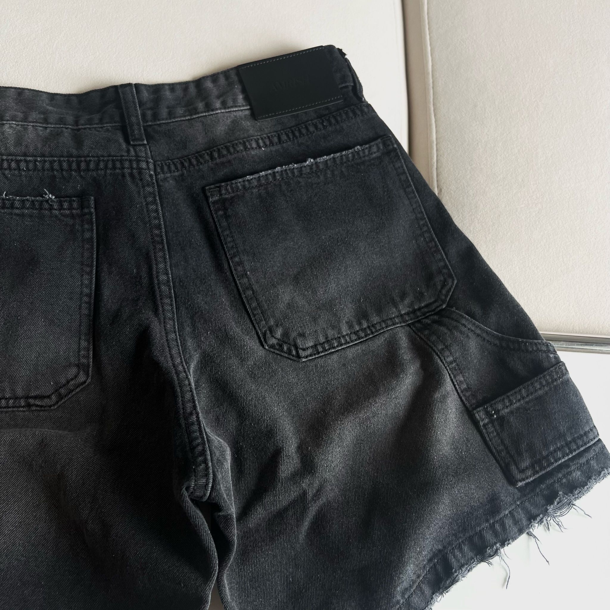 Carpenter Wide Leg Denim Shorts - Dark Grey
