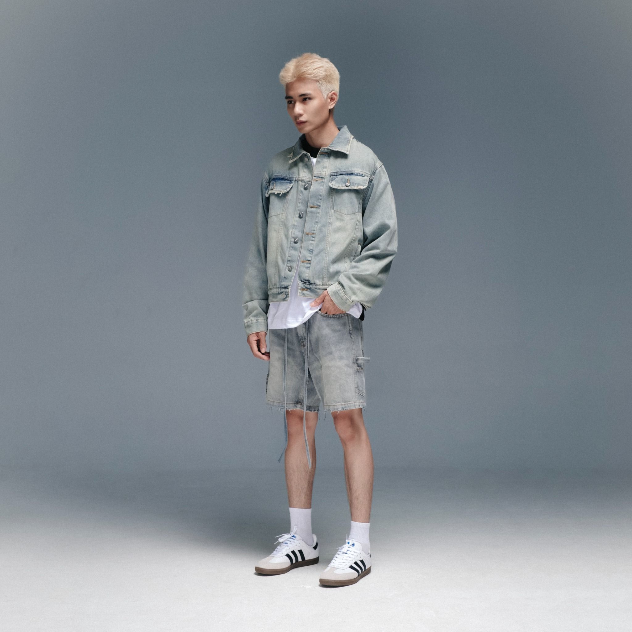 Regular Denim Jacket - Moss Blue