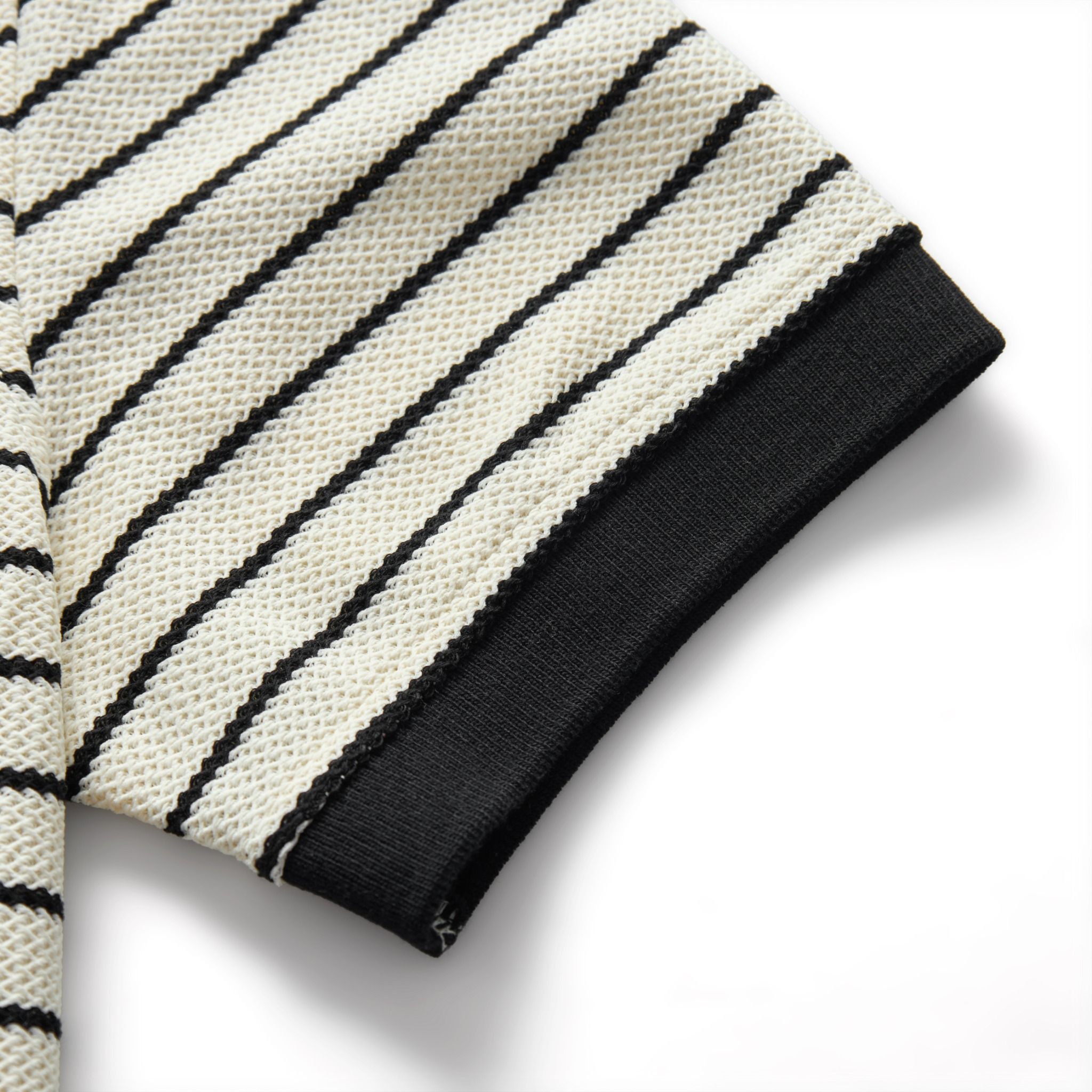 Herringbone Striped Polo Shirt - Cream