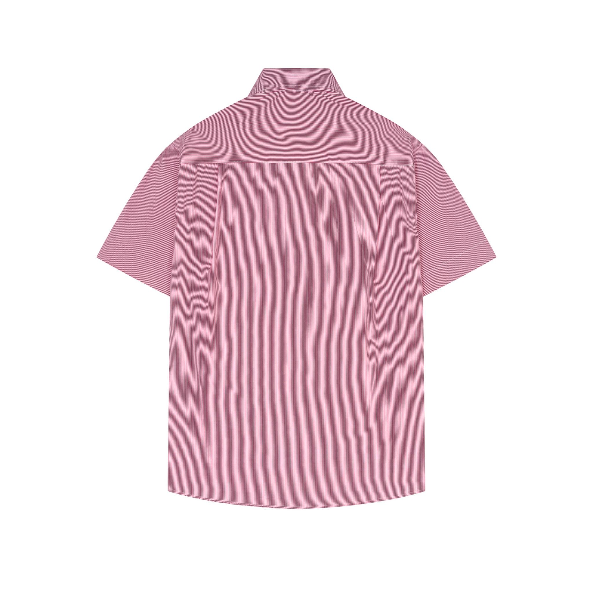 Premium Striped Short Sleeves Oxford Shirt - Red