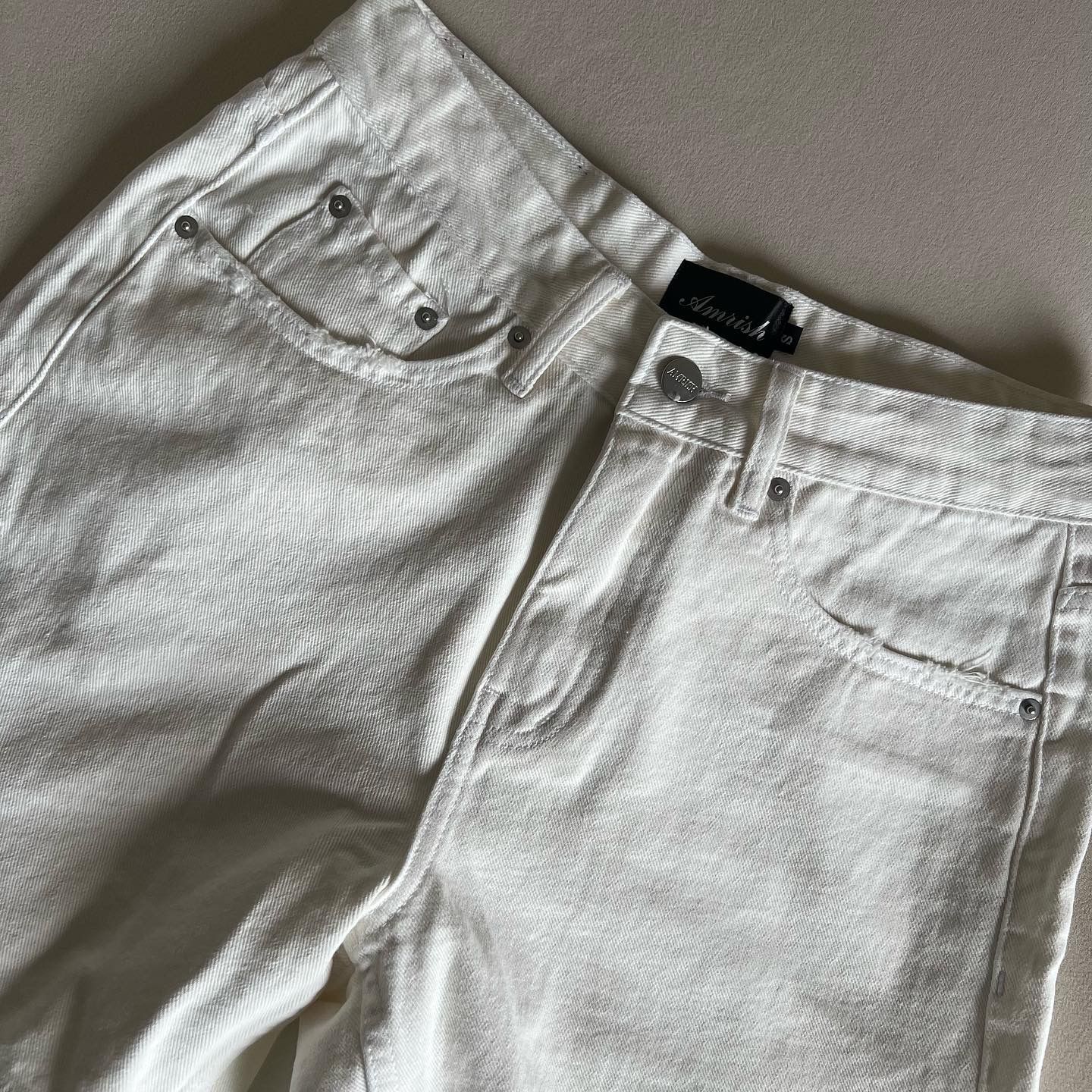 Wide Leg Denim Shorts - Off White