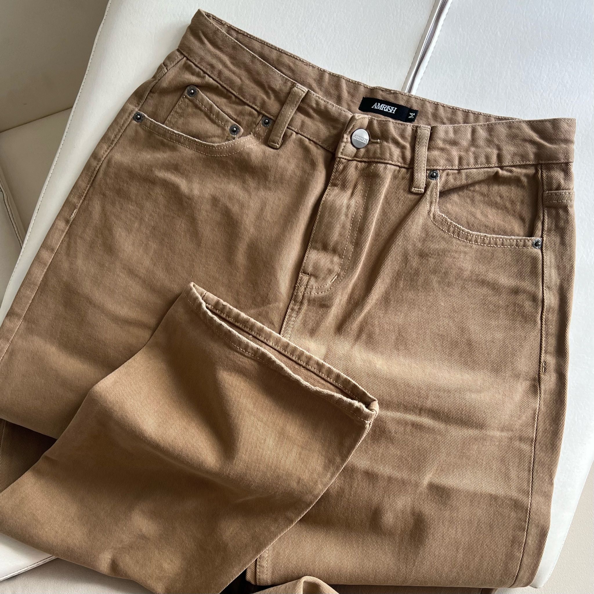 Straight Denim Baggy Jeans - Brown