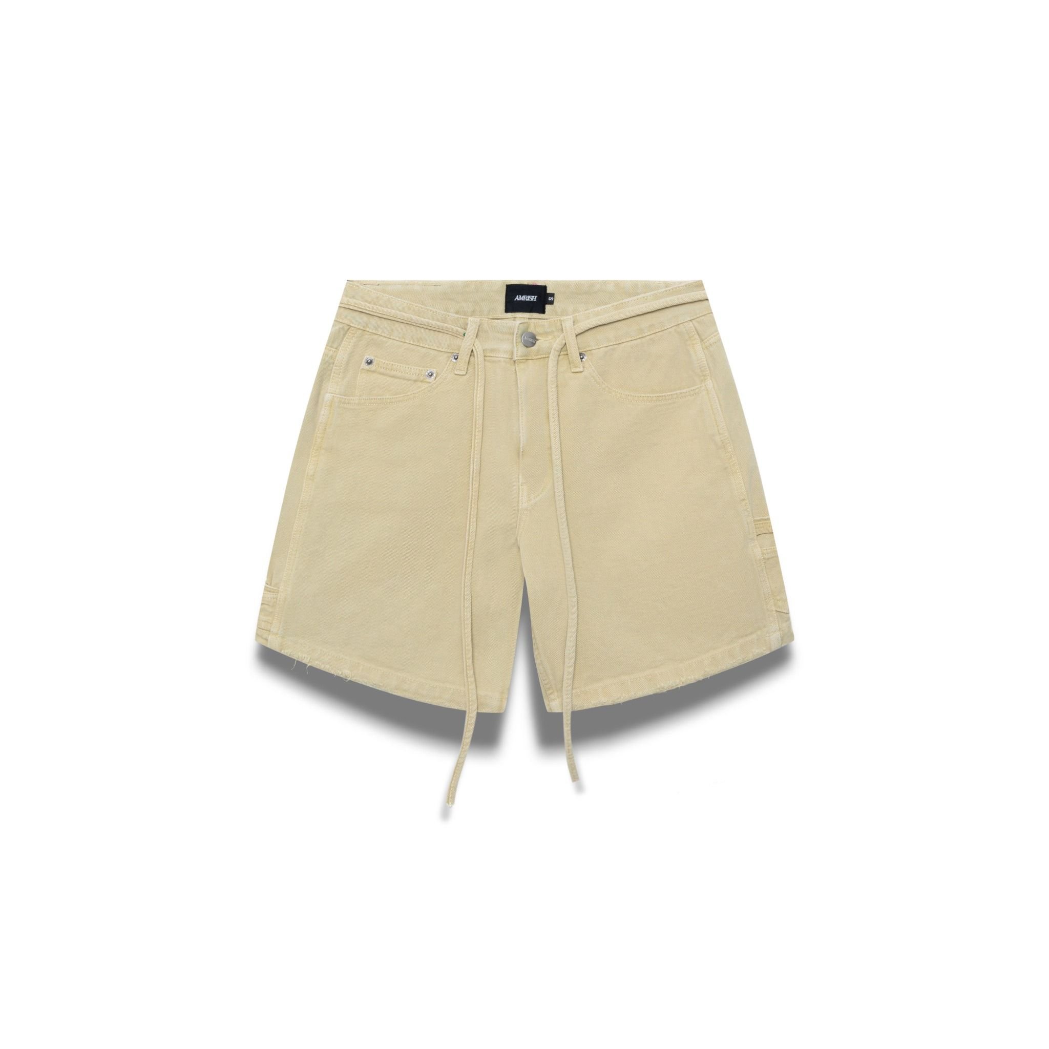 Carpenter Wide Leg Denim Shorts - Beige