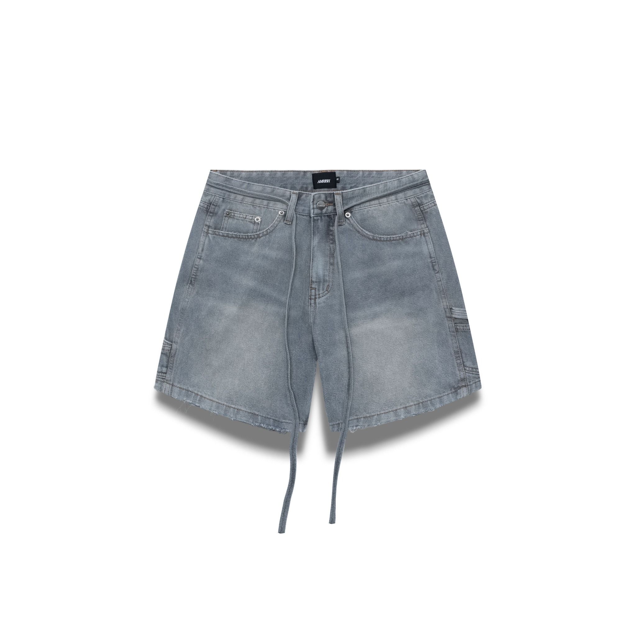 Carpenter Wide Leg Denim Shorts - Moss Grey