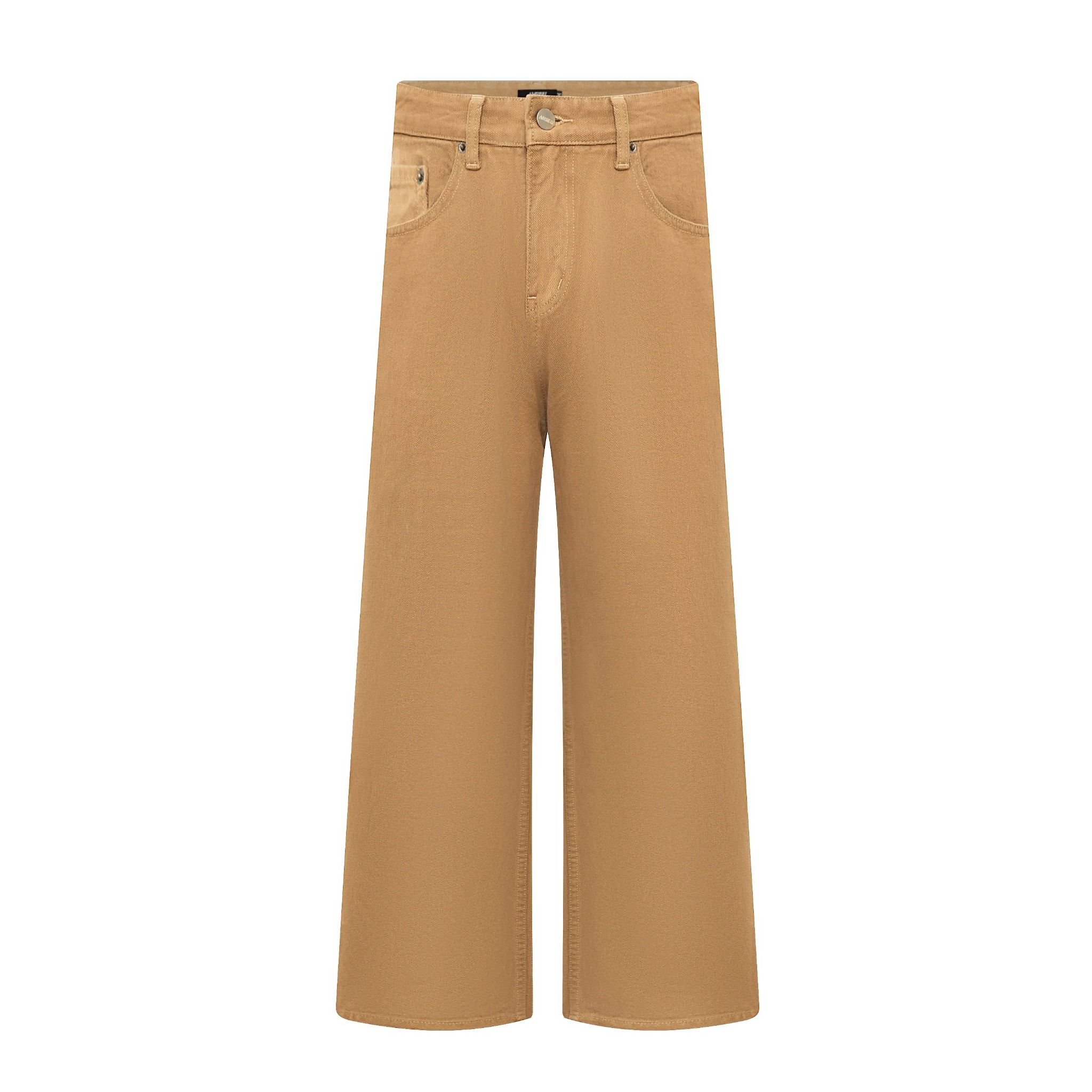 Straight Denim Baggy Jeans - Brown