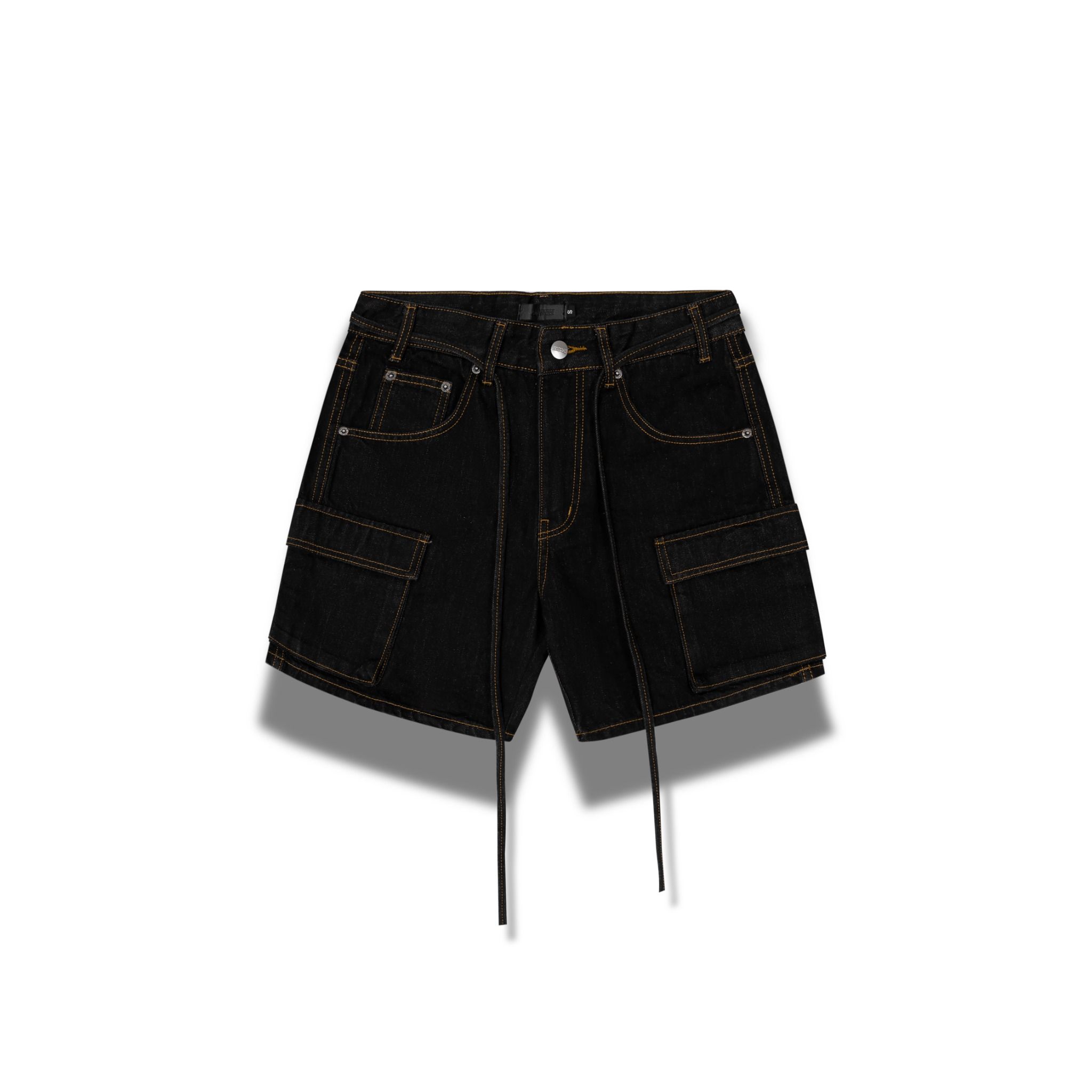 Cargo Wide Leg Denim Shorts - Indigo Black