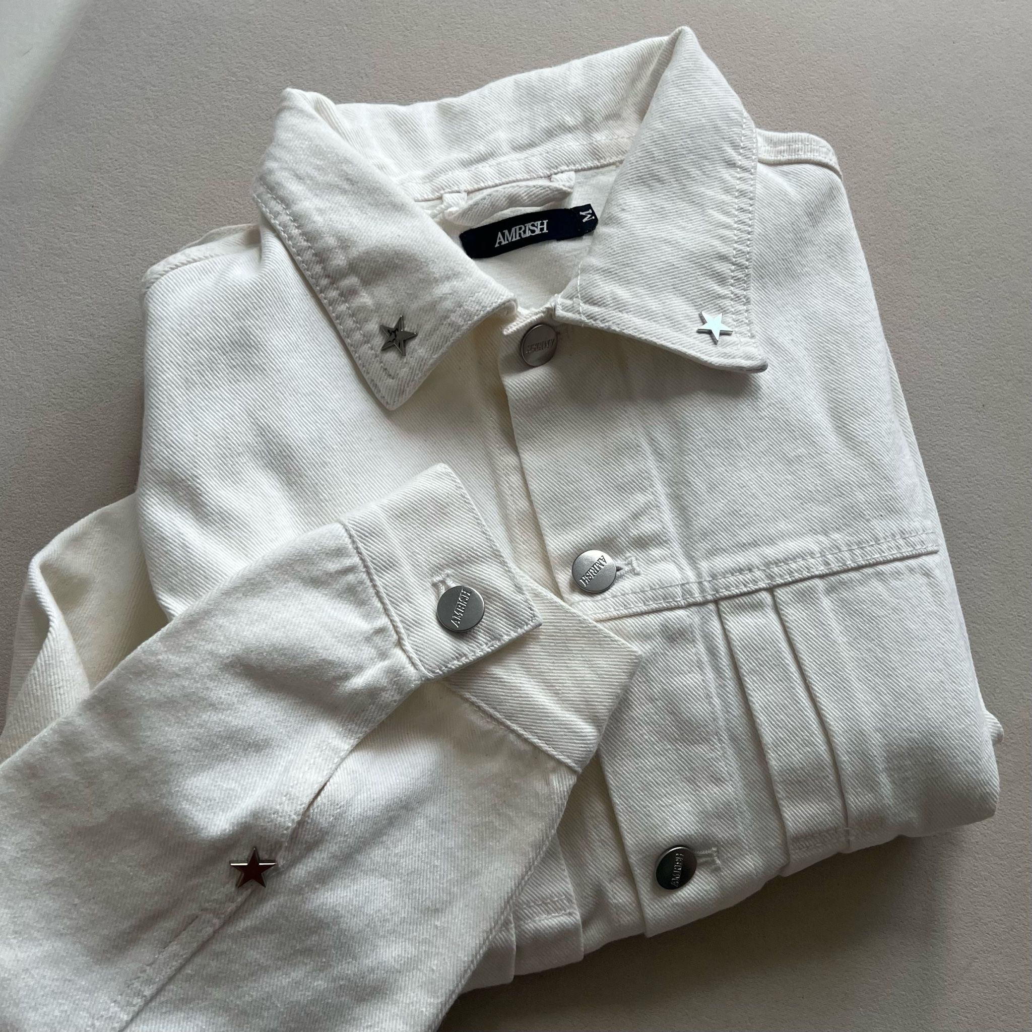 Pleated Denim Jacket - Off White