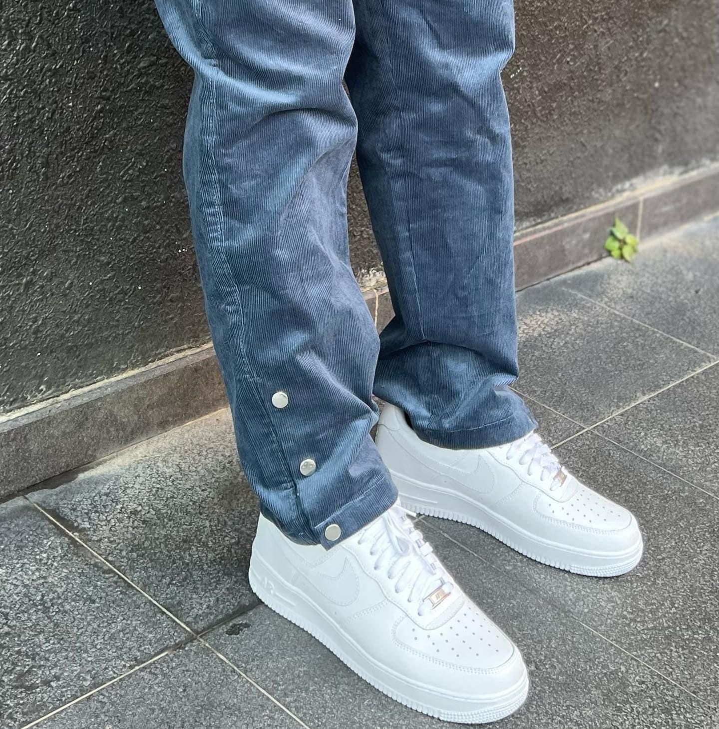 Snap Button Coduroy Pants - Midnight Blue