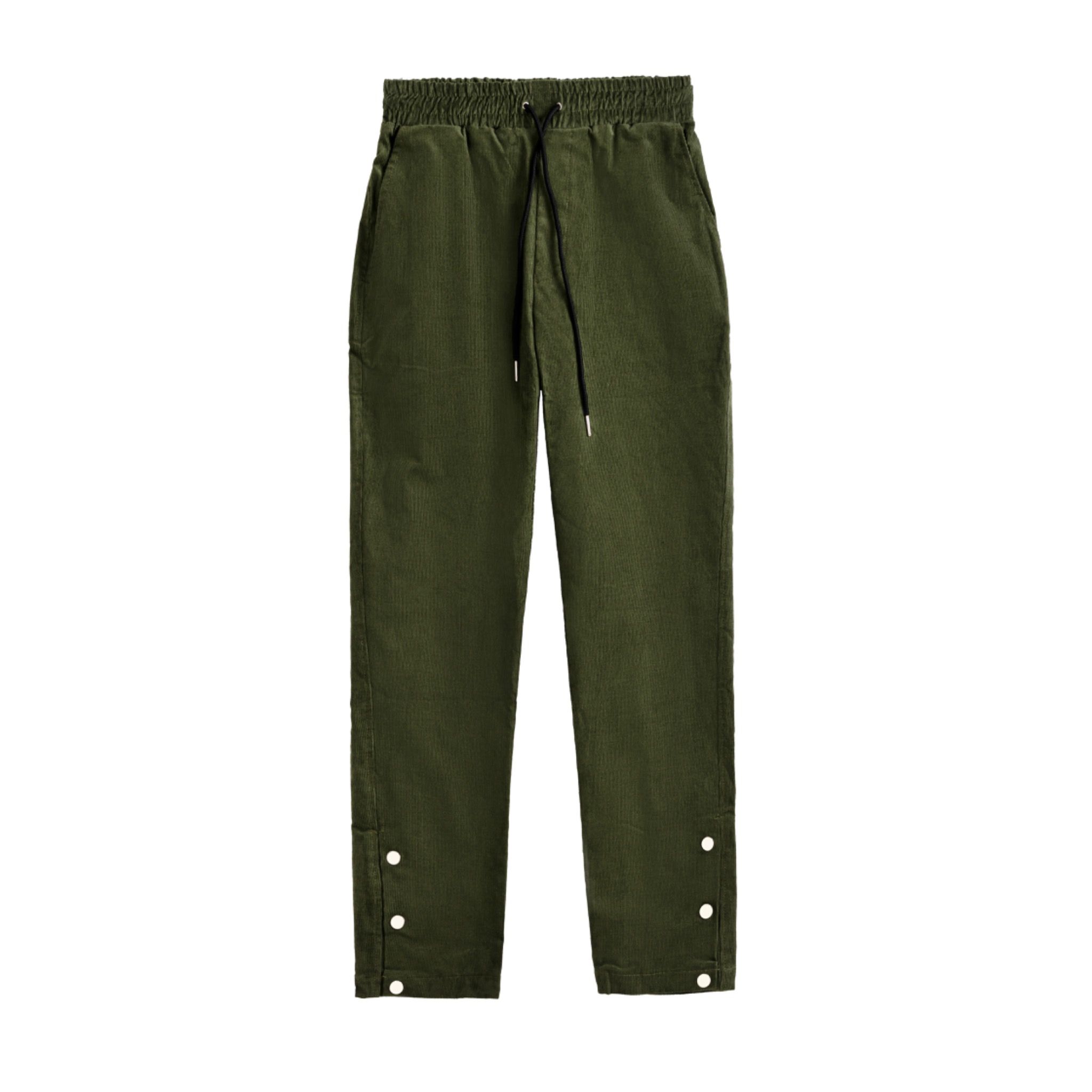 Snap Button Coduroy Pants - Forest Green