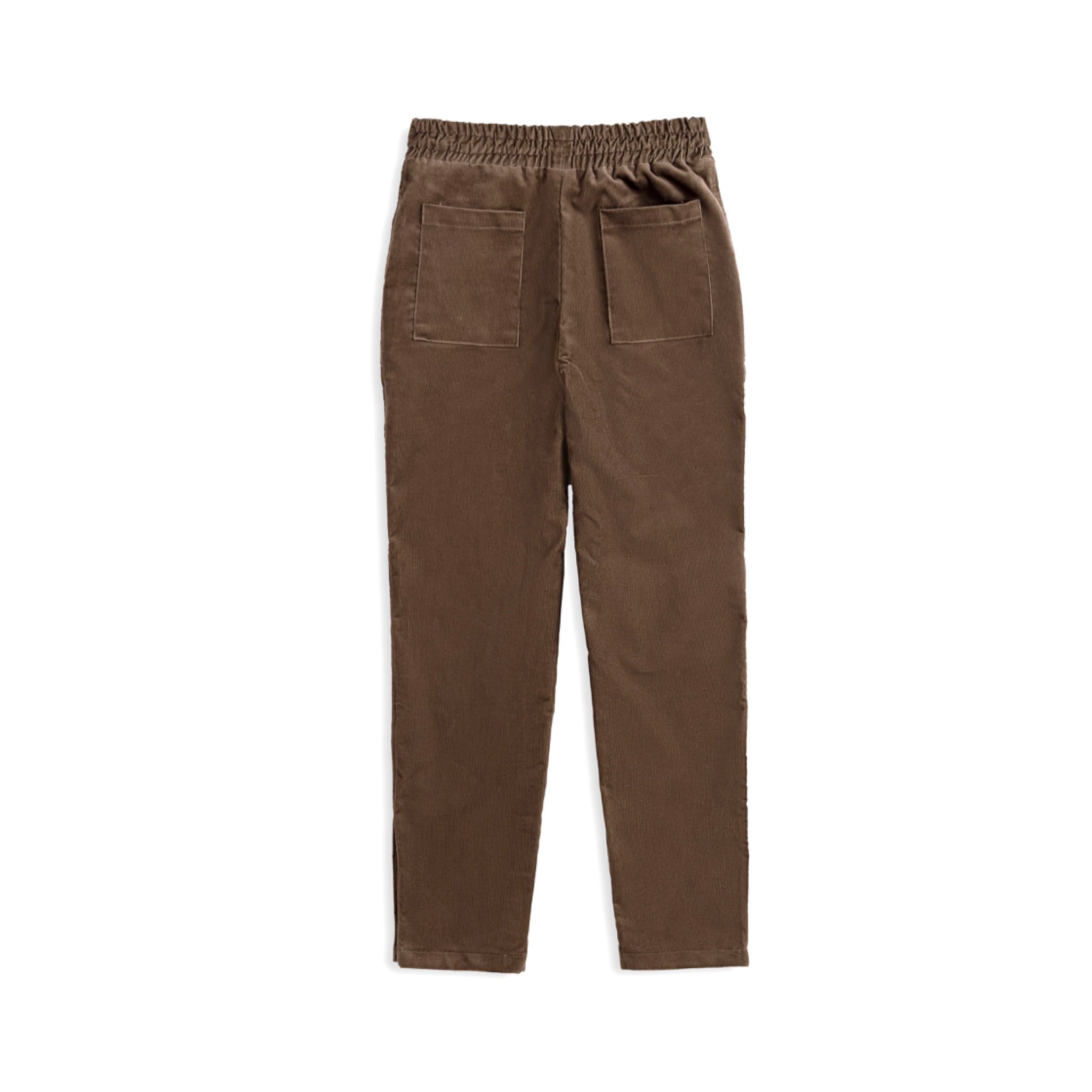 Snap Button Coduroy Pants - Brown
