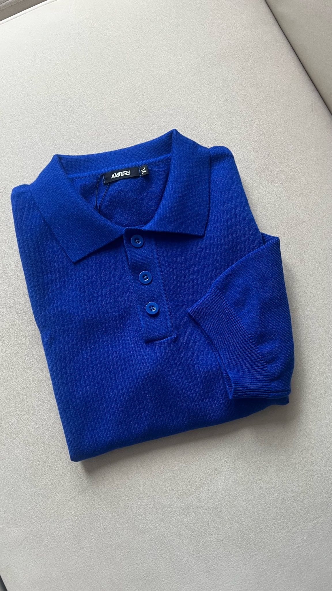 Blank Knit Polo Shirt - Royal Blue