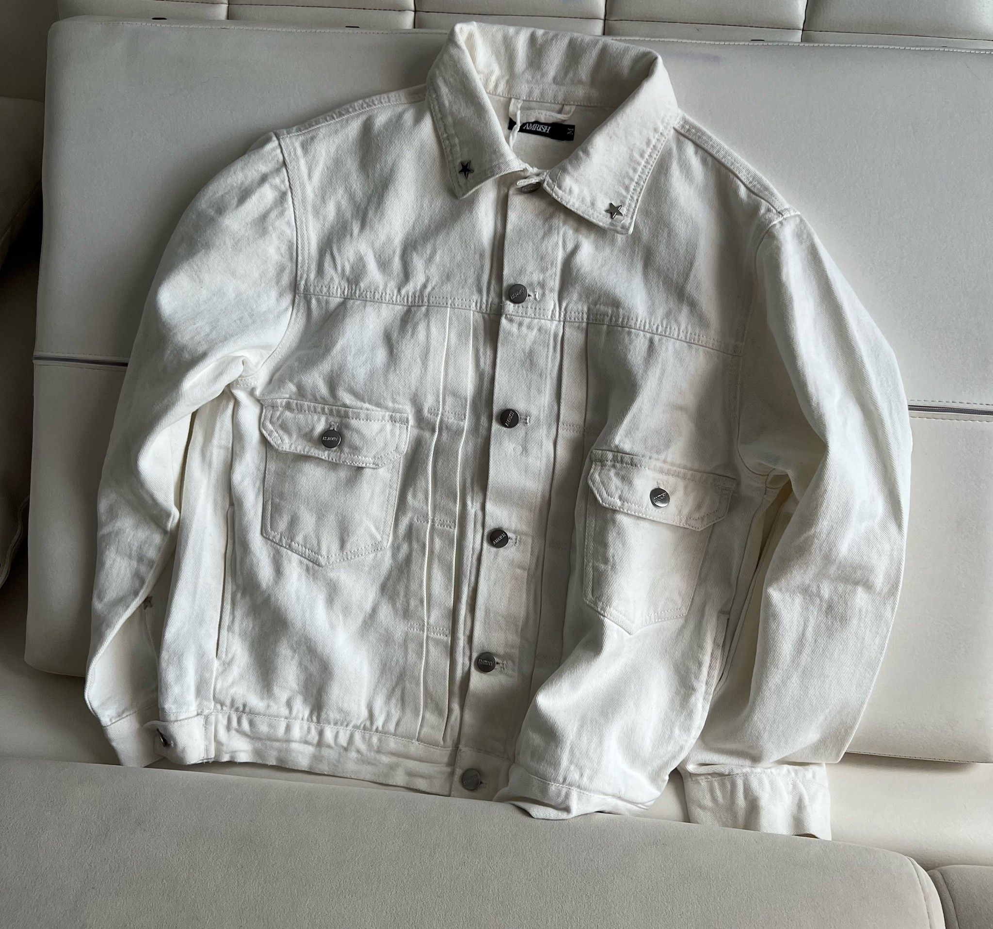 Pleated Denim Jacket - Off White