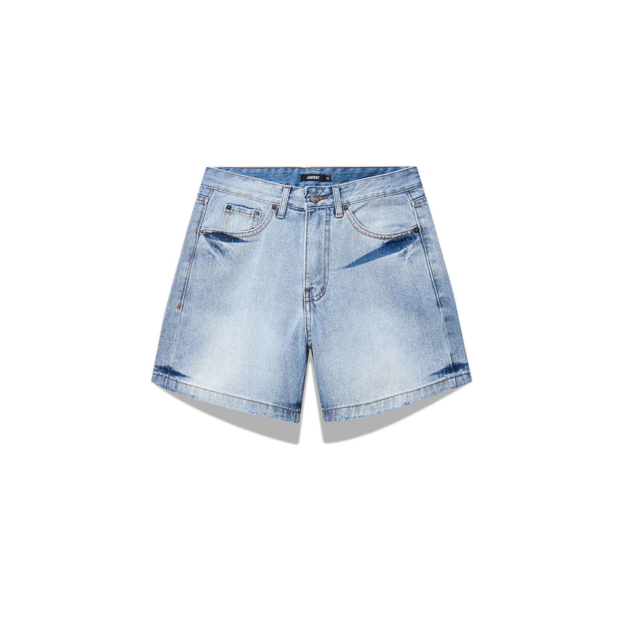 Wide Leg Denim Shorts - Light Blue