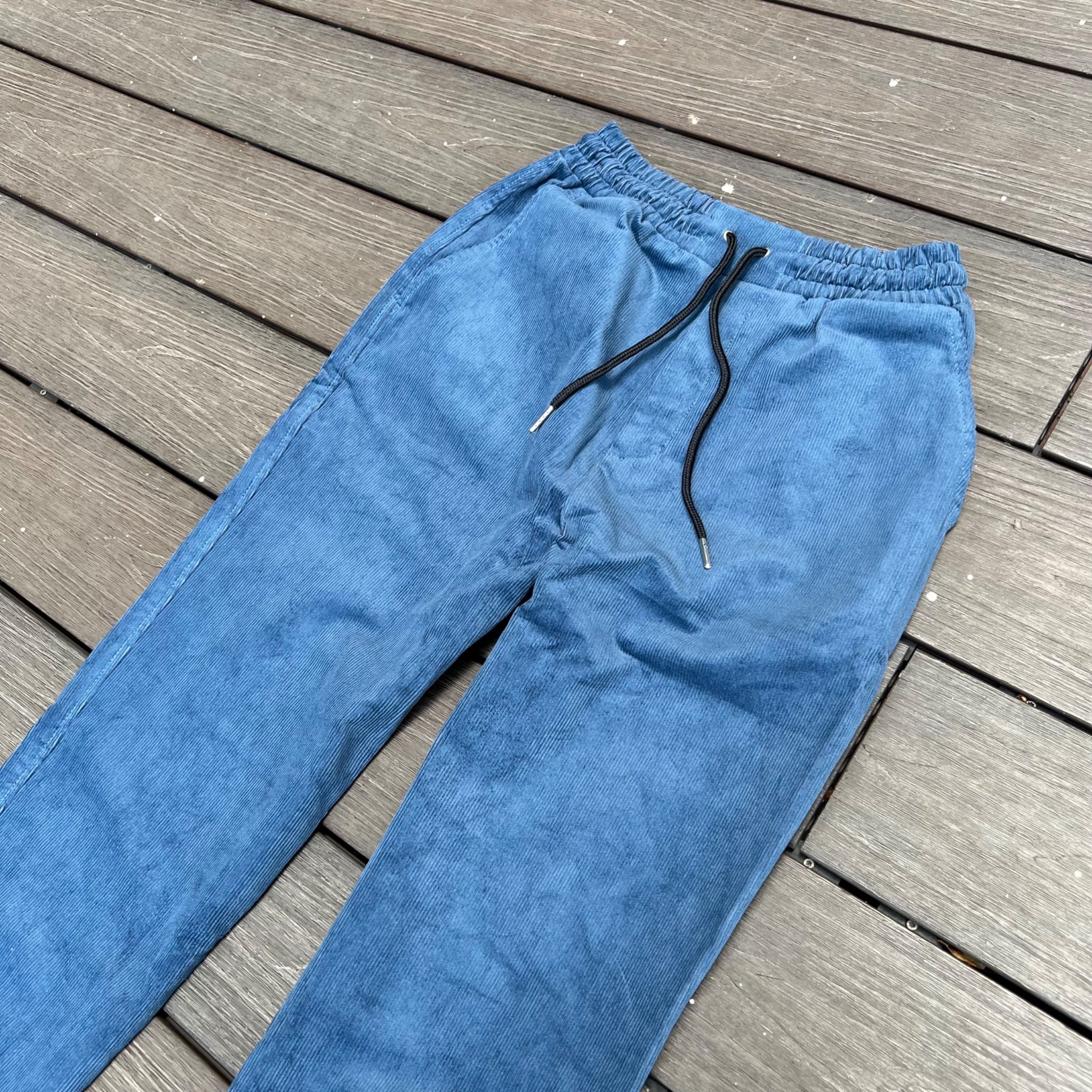 Snap Button Coduroy Pants - Midnight Blue