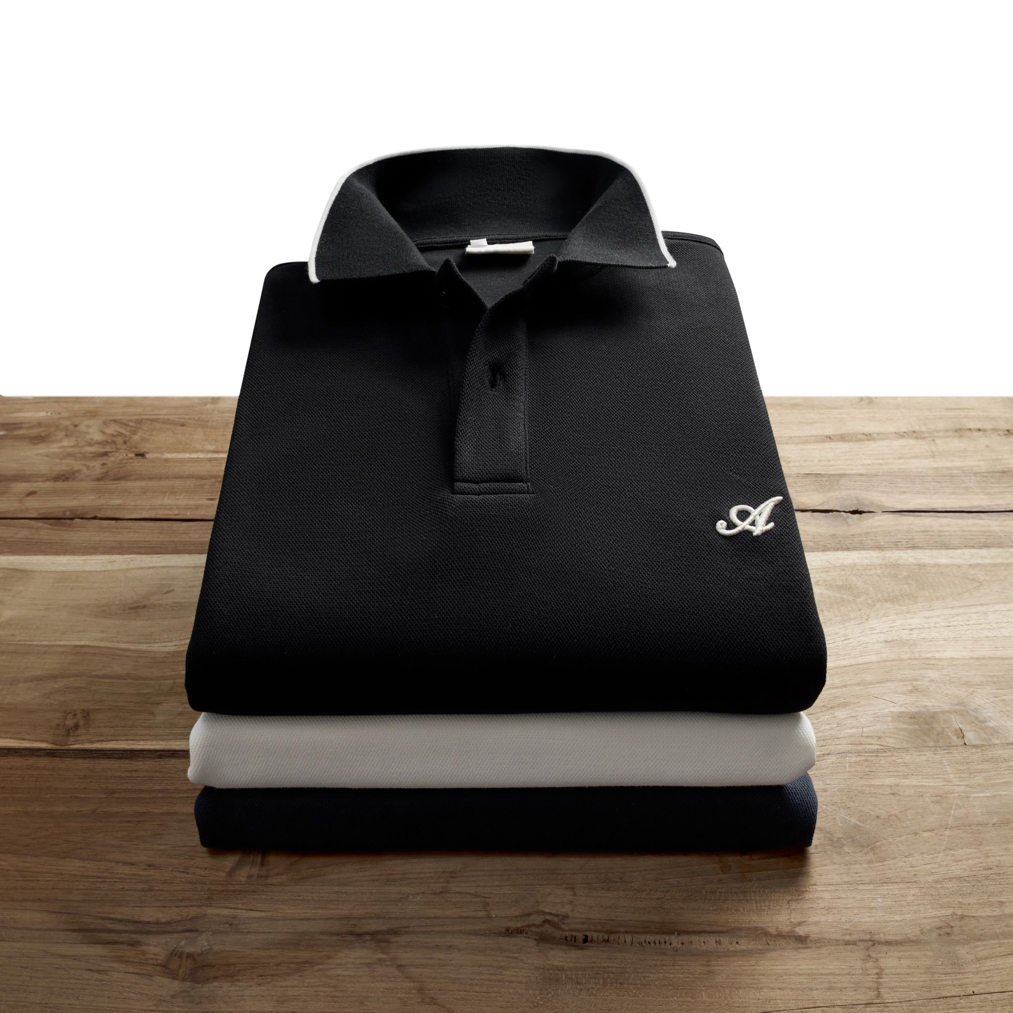Interlock Striped Polo Shirt - Black