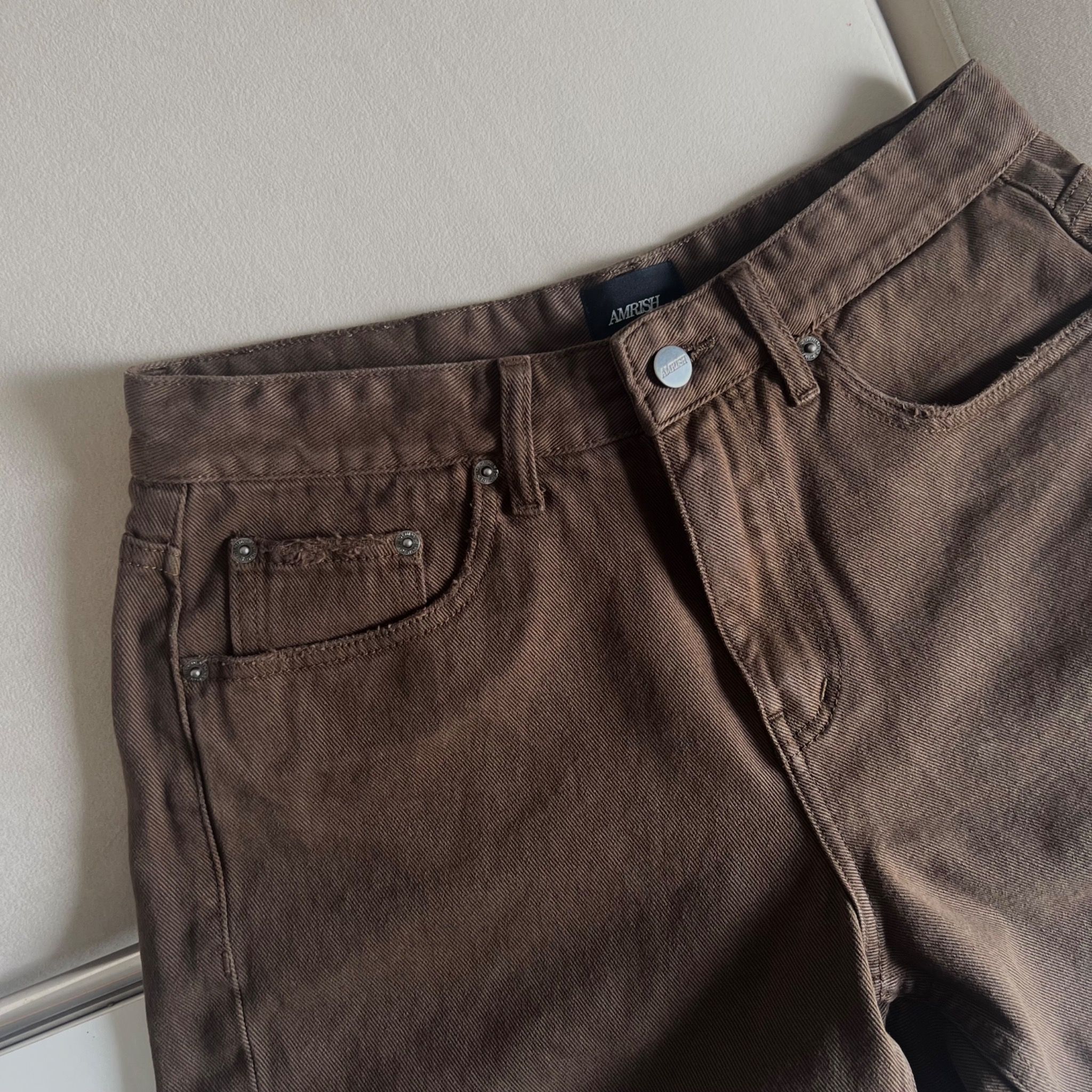 Wide Leg Denim Shorts - Brown