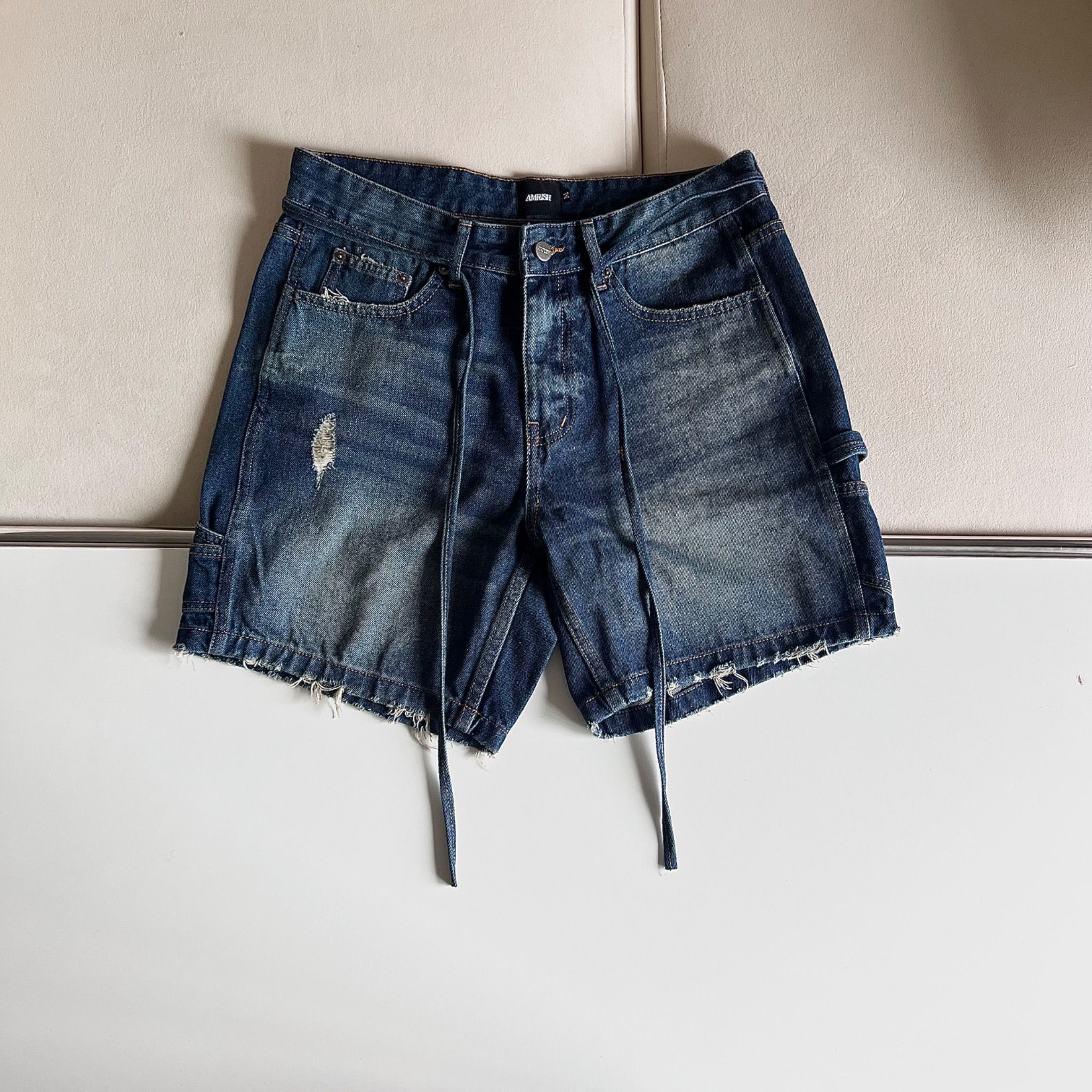 Carpenter Wide Leg Denim Shorts - Storm Blue