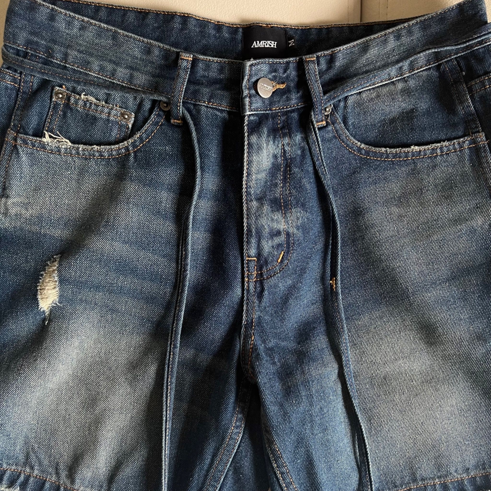 Carpenter Wide Leg Denim Shorts - Storm Blue