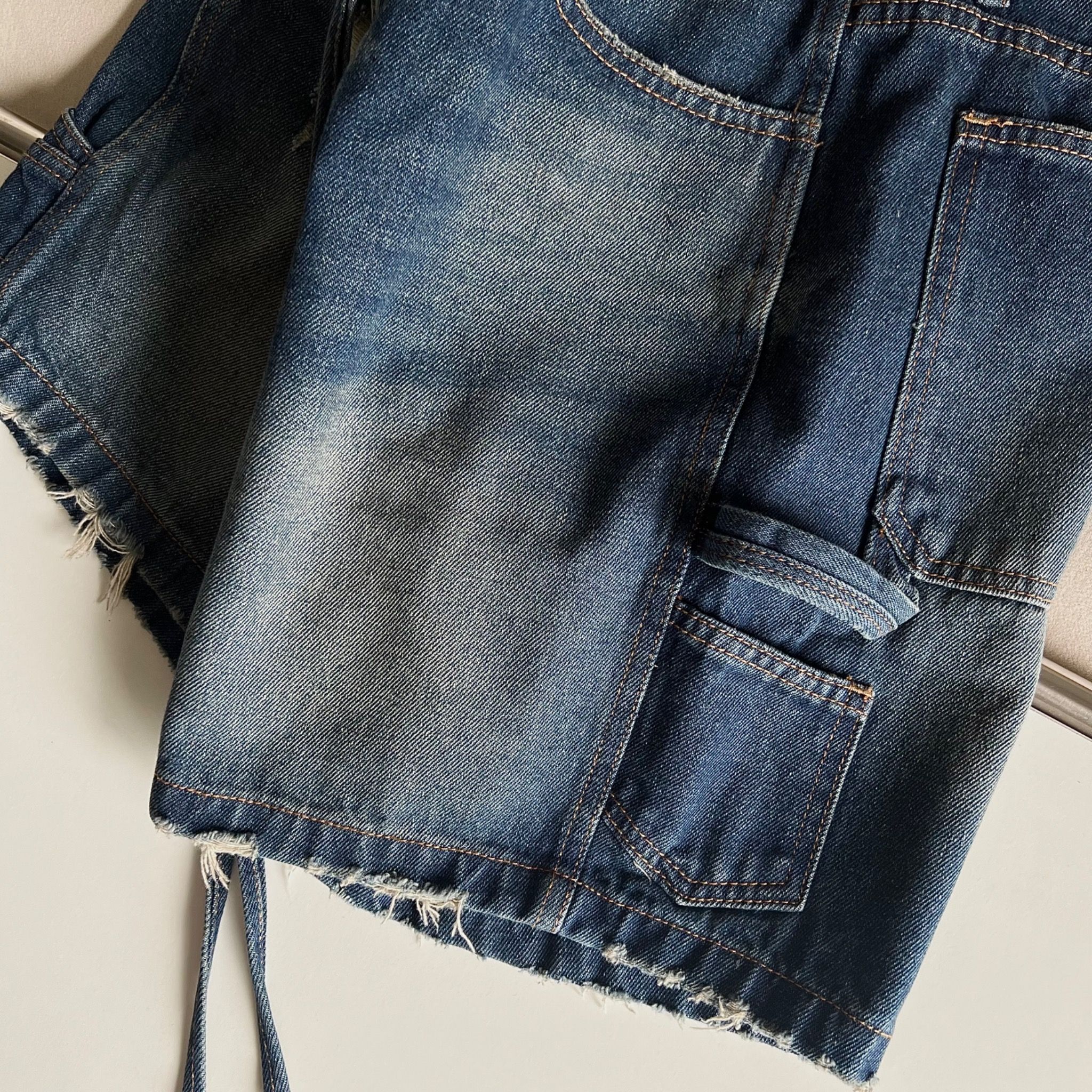 Carpenter Wide Leg Denim Shorts - Storm Blue