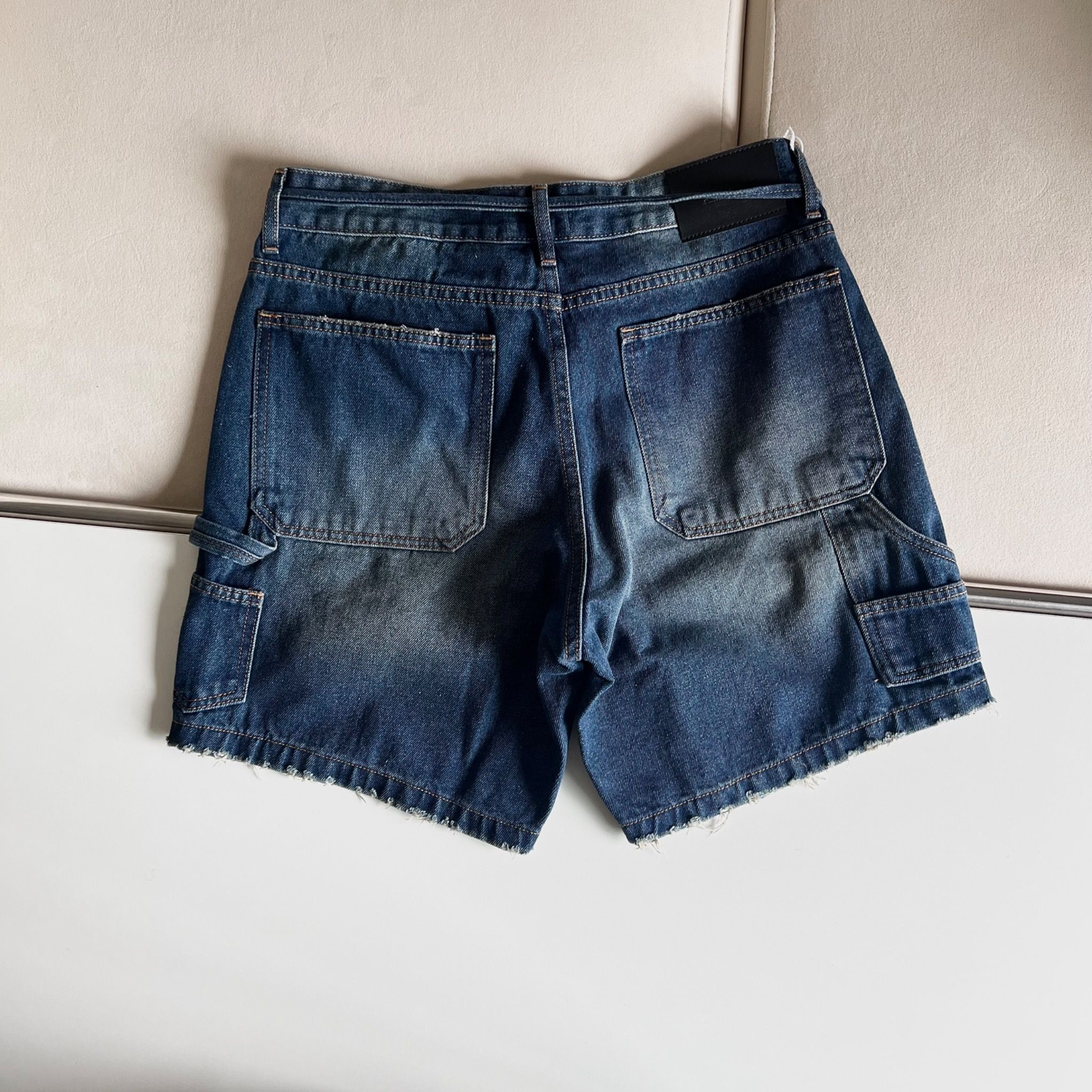 Carpenter Wide Leg Denim Shorts - Storm Blue
