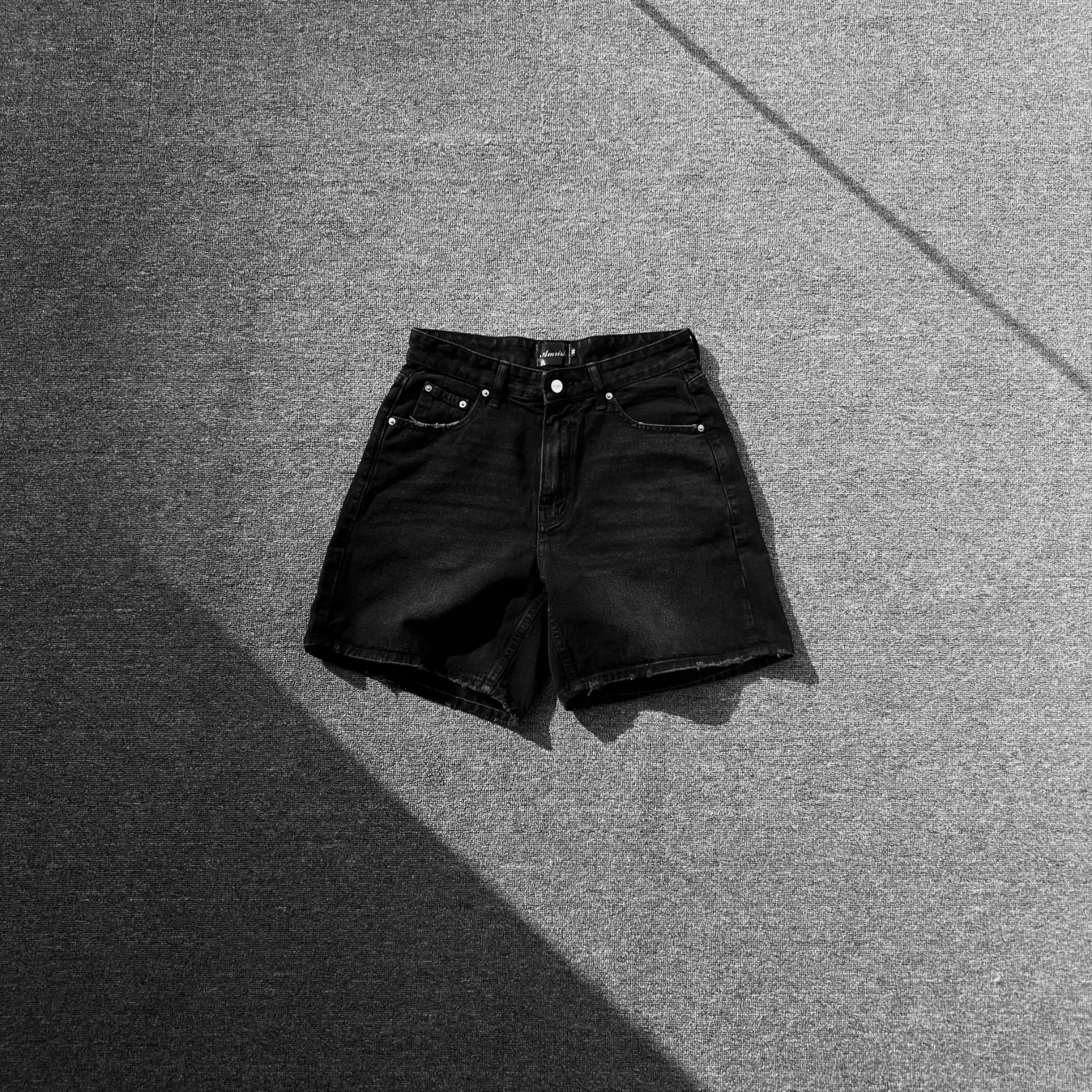 Wide Leg Denim Shorts - Core Black