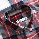 Áo Sơ Mi Nam Tay Dài Oxford Họa tiết Kẻ Caro Form Regular 220308-2XS đỏ